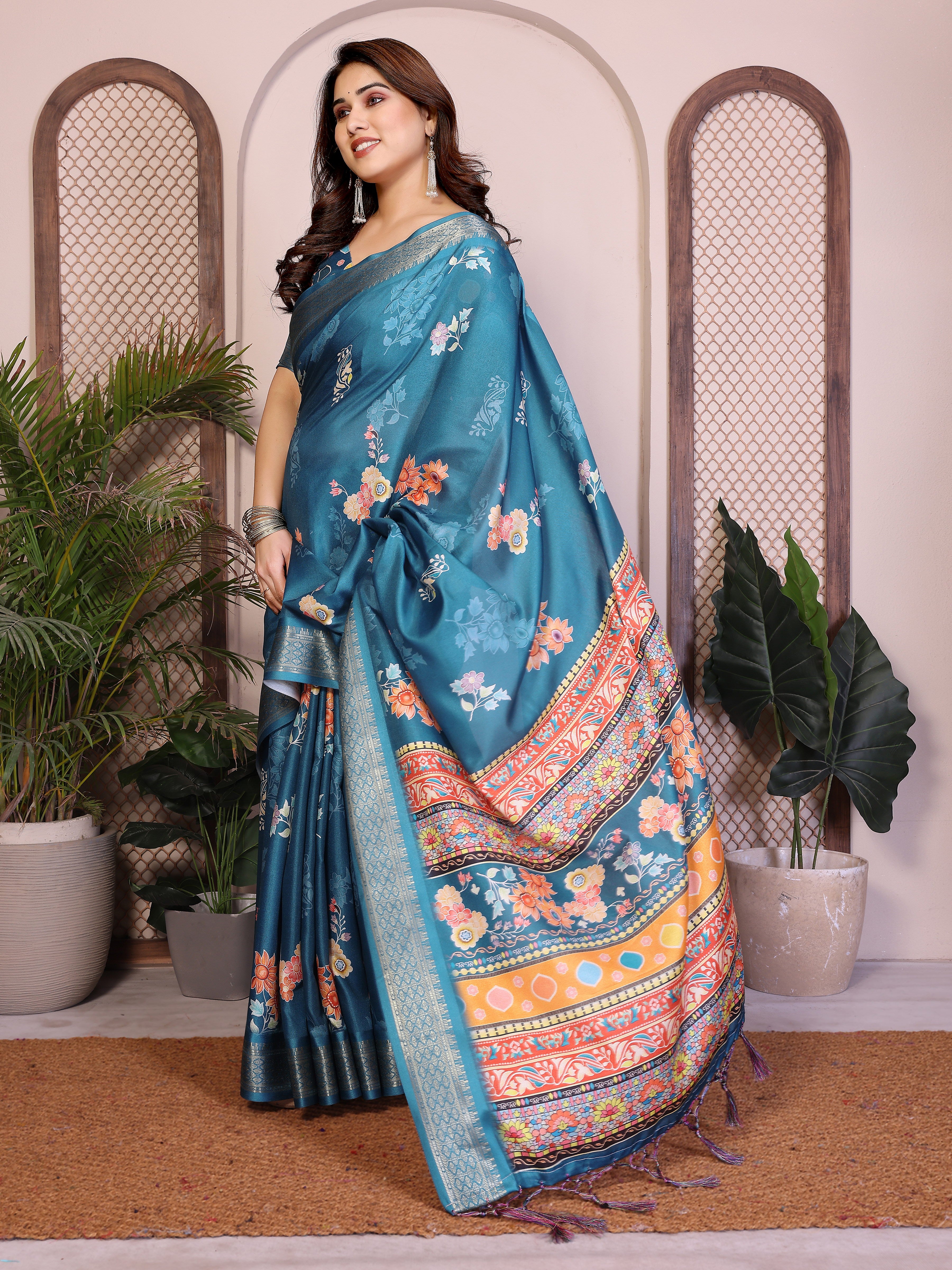 Heavy Rich Cotton Silk Digital Print Saree