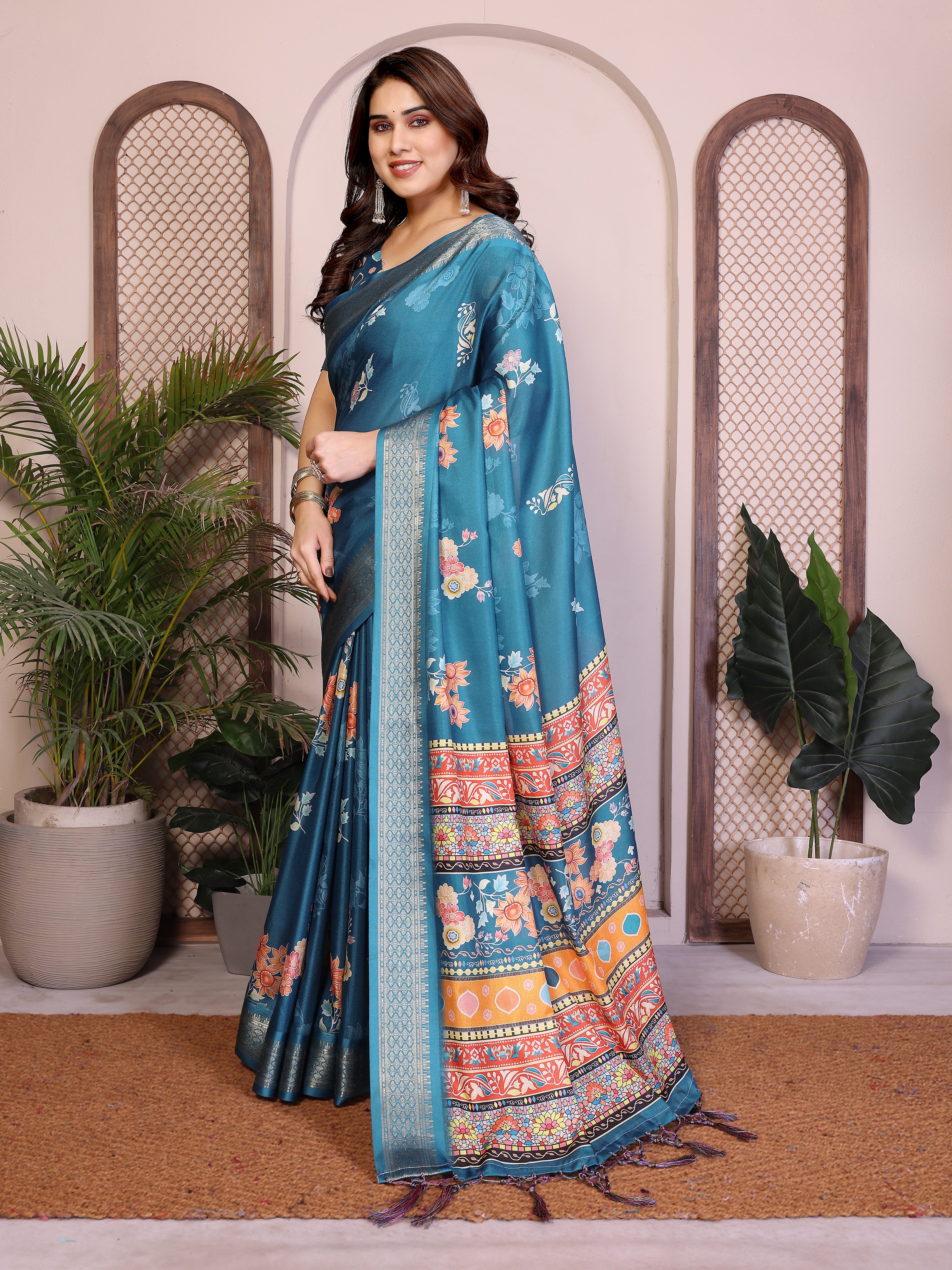 Heavy Rich Cotton Silk Digital Print Saree