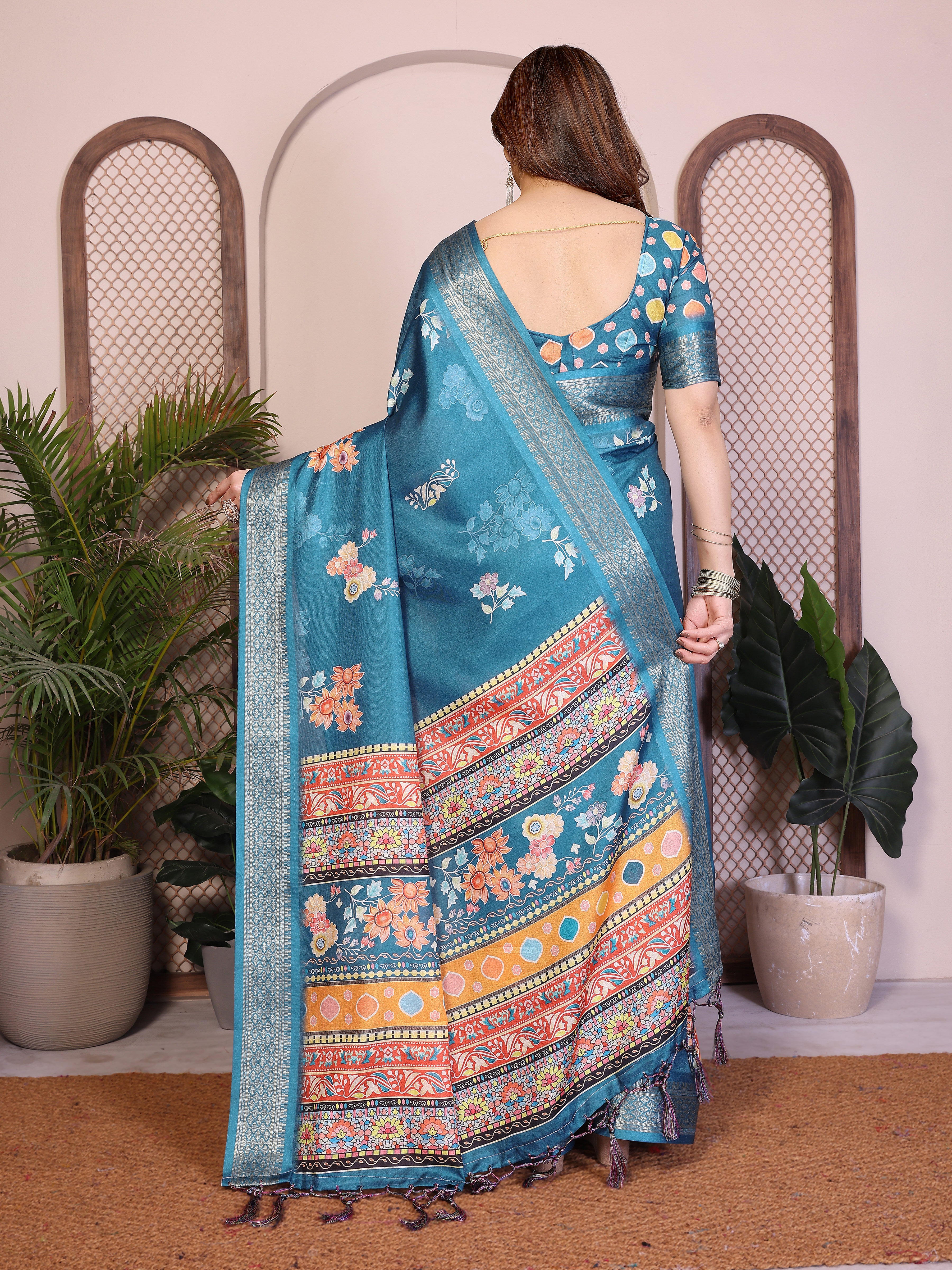 Heavy Rich Cotton Silk Digital Print Saree