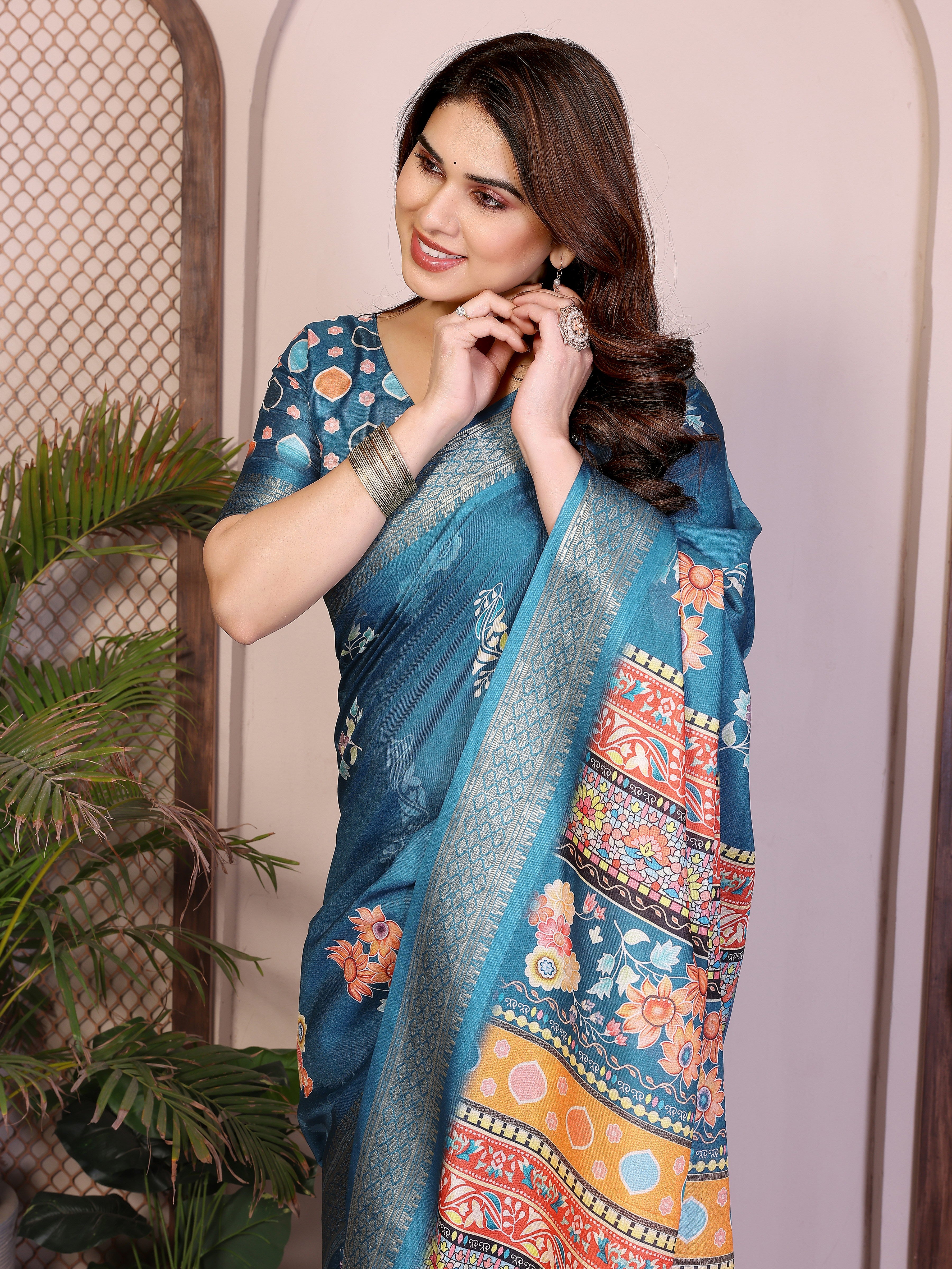 Heavy Rich Cotton Silk Digital Print Saree