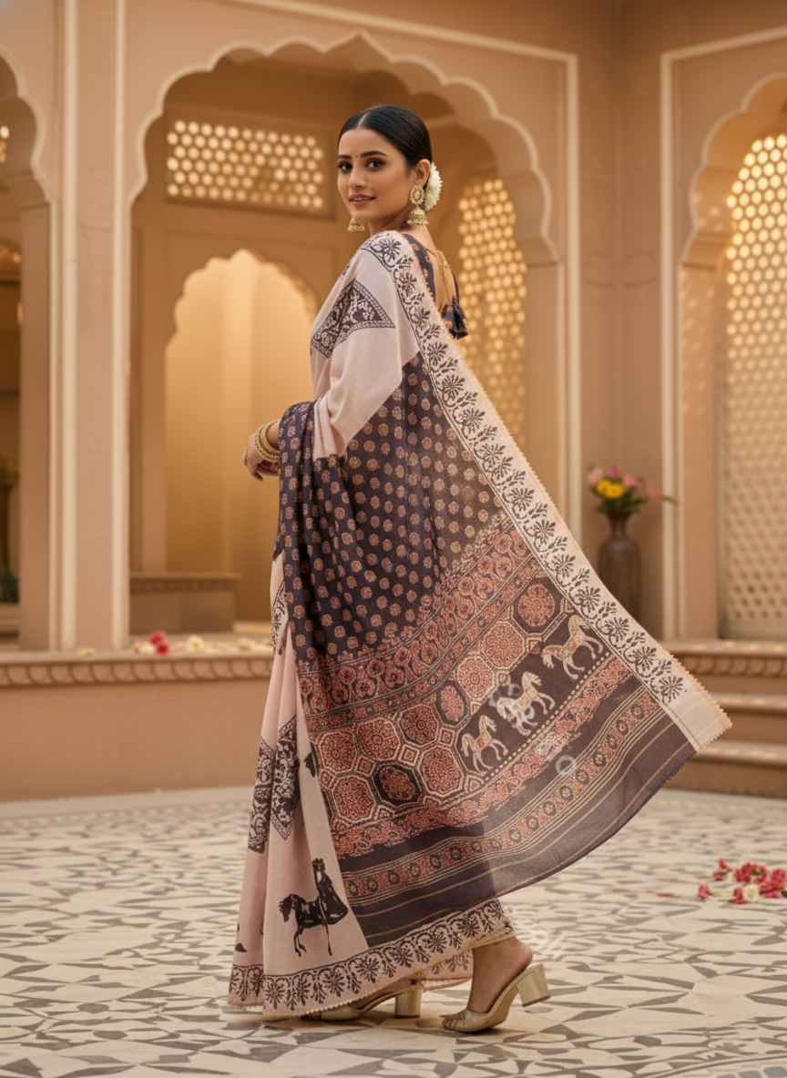 Heritage Inspired Designer Cotton Lehenga with Gota Work