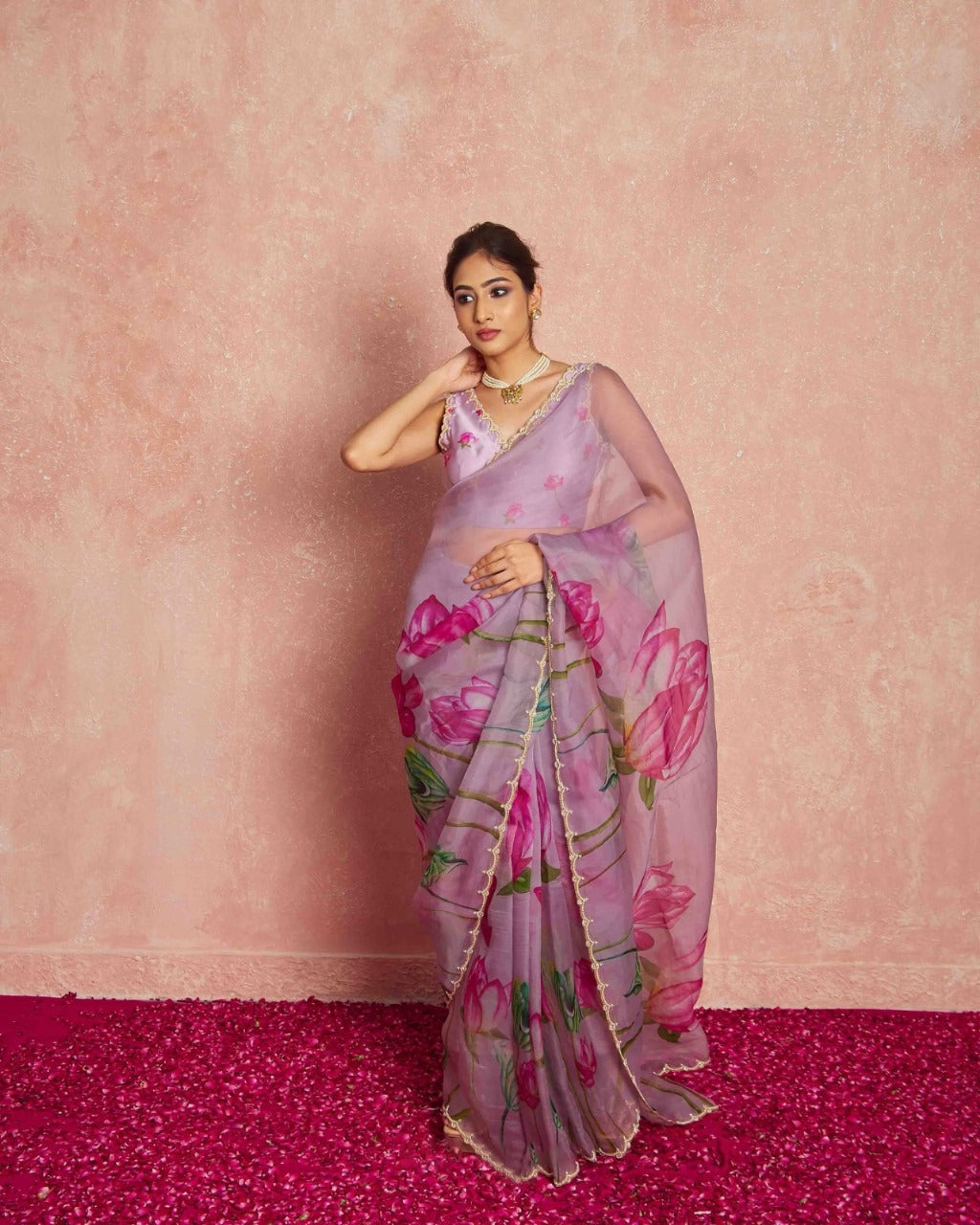 Multicolor Organza Silk Ready-to-Wear Saree with Handwork