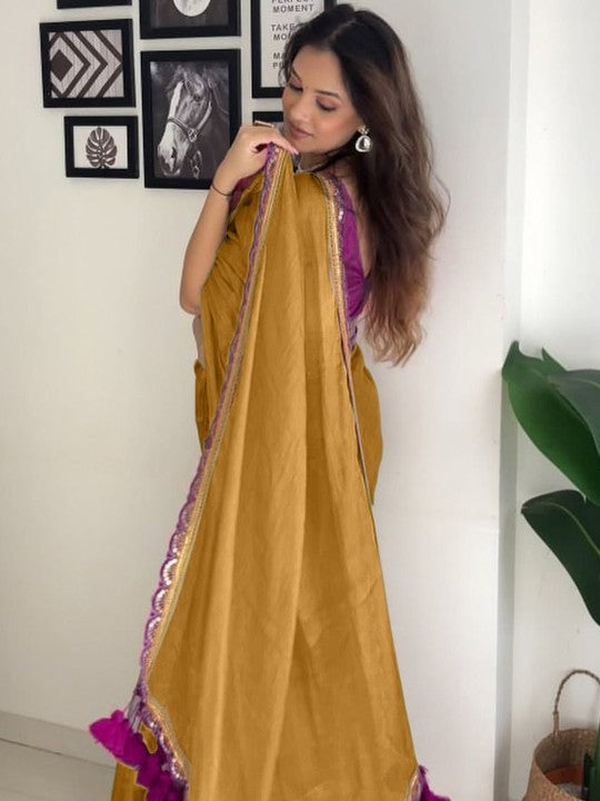 Designer Multi Colour Uppada Tissue Silk Saree with Blouse Piece