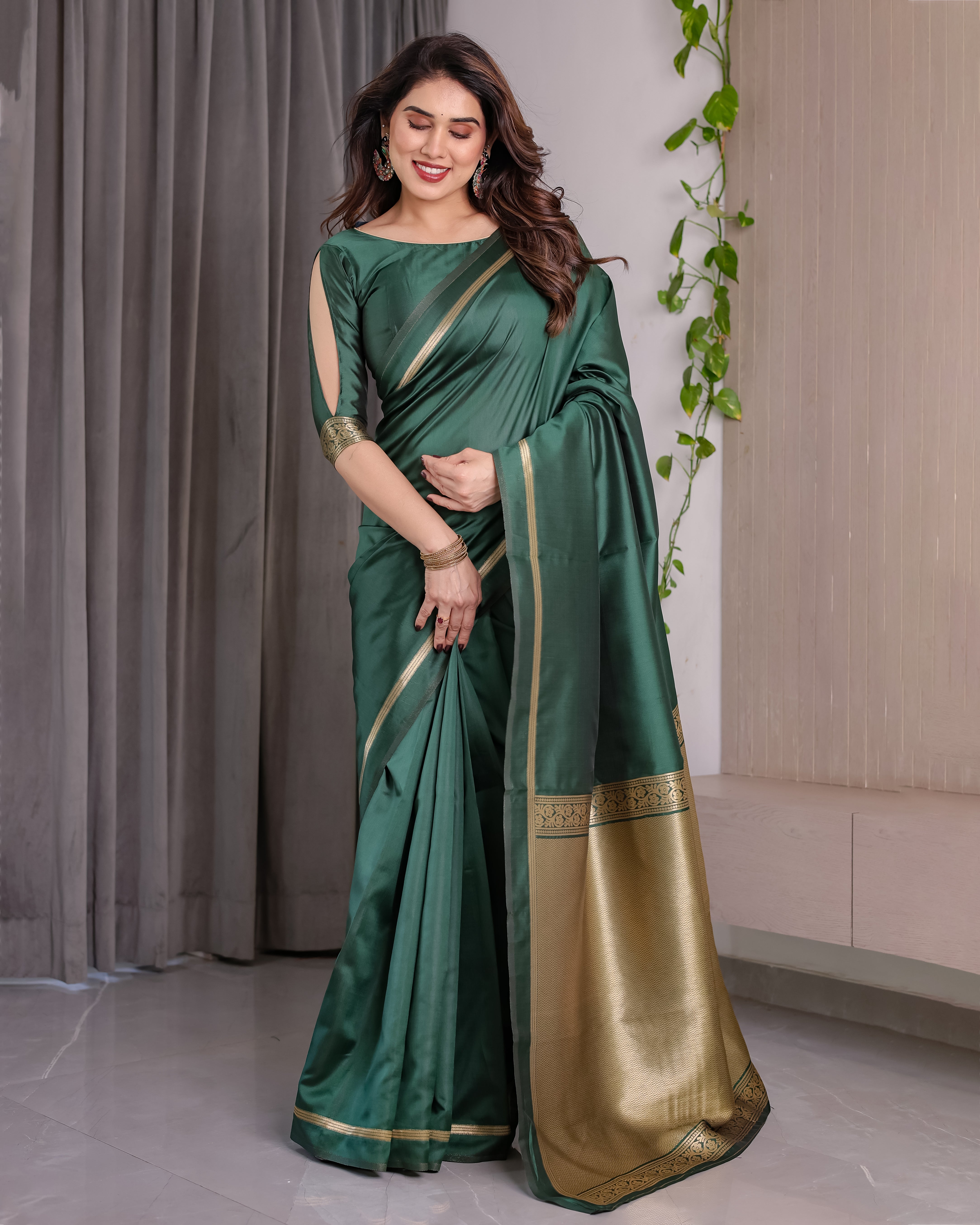 Soft Lichi Silk Zari Woven Festive Saree