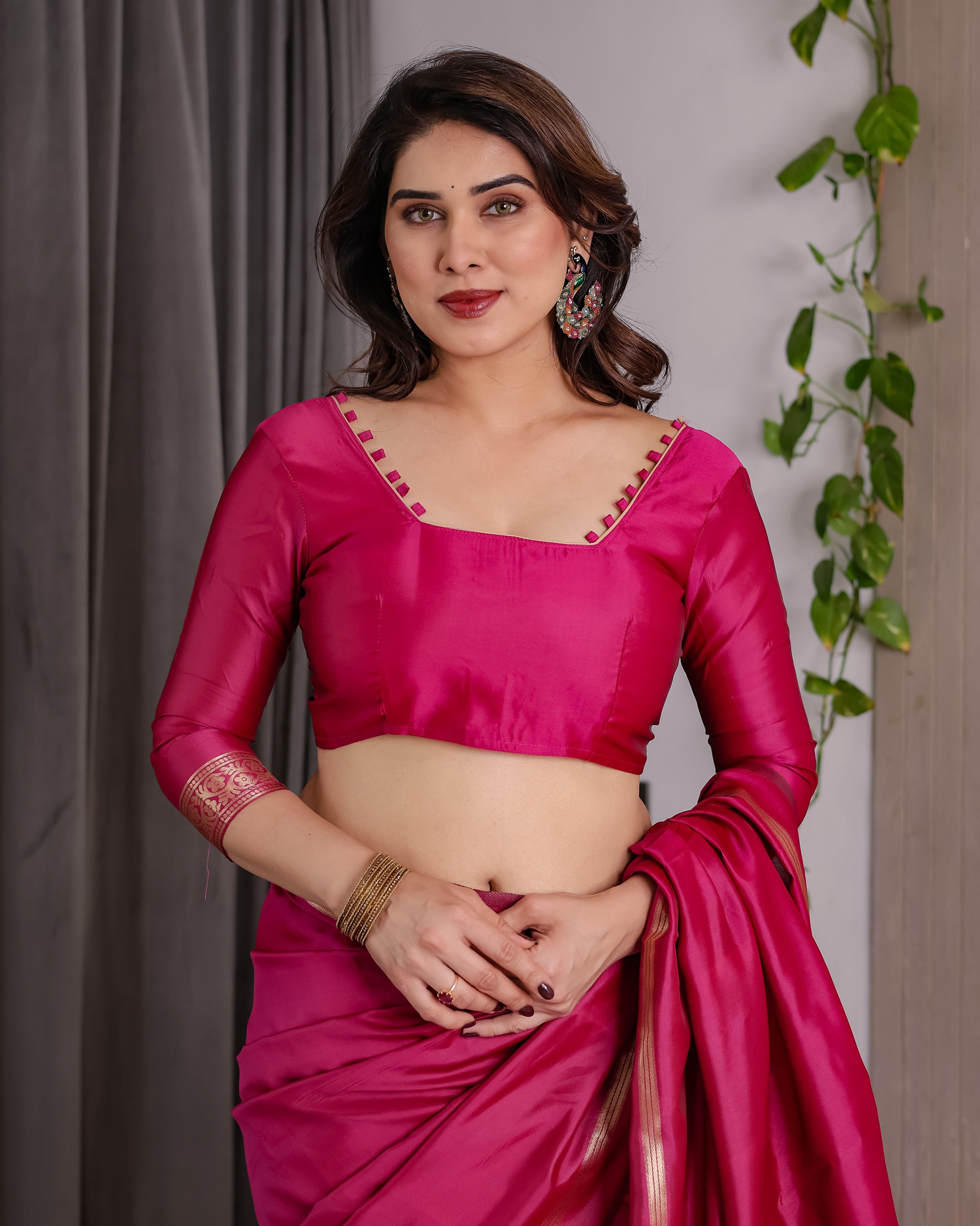 Rani Pink Regal Weave Saree