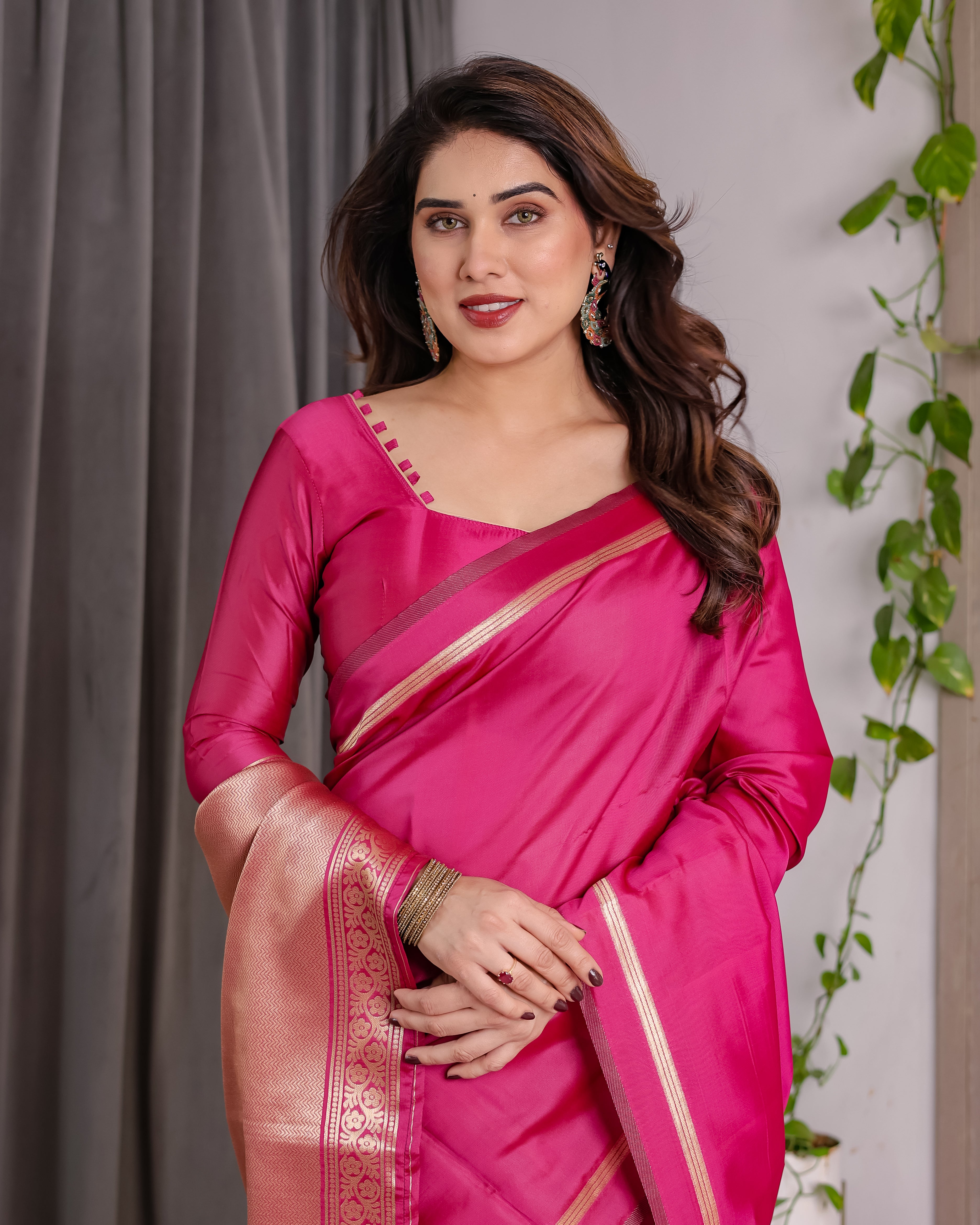 Rani Pink Regal Weave Saree