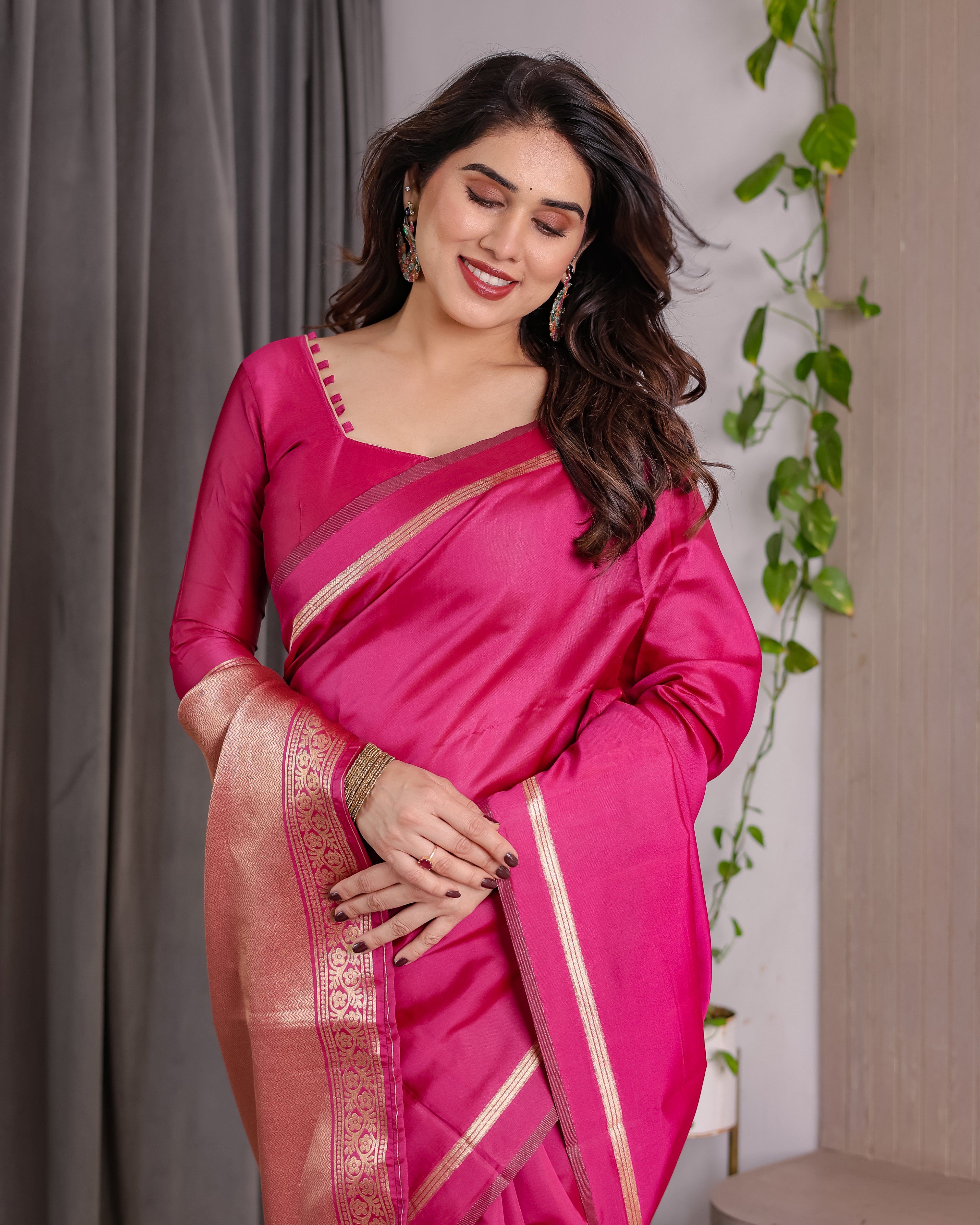 Rani Pink Regal Weave Saree