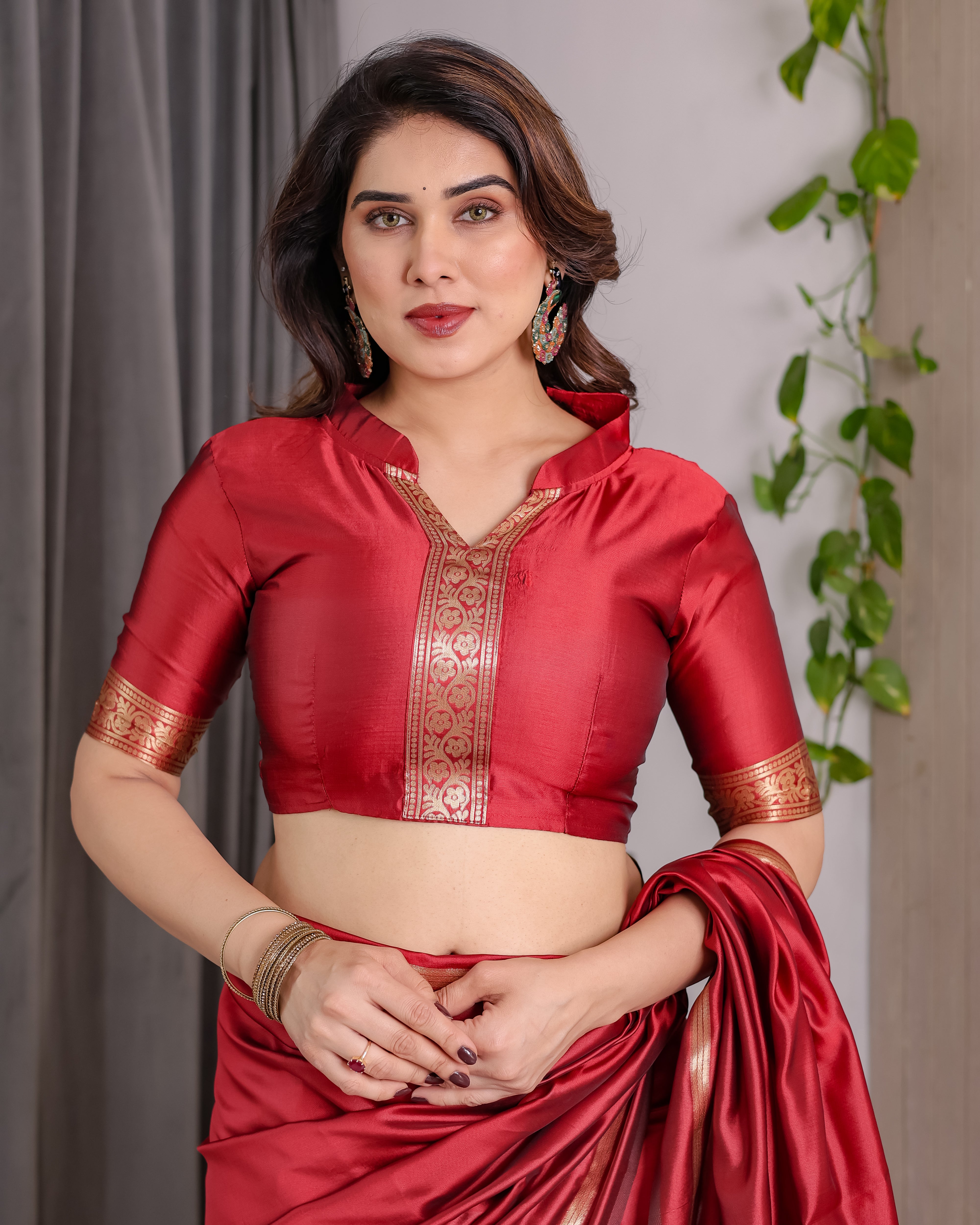 Classic Royal Red Zari Woven Lichi Silk Saree