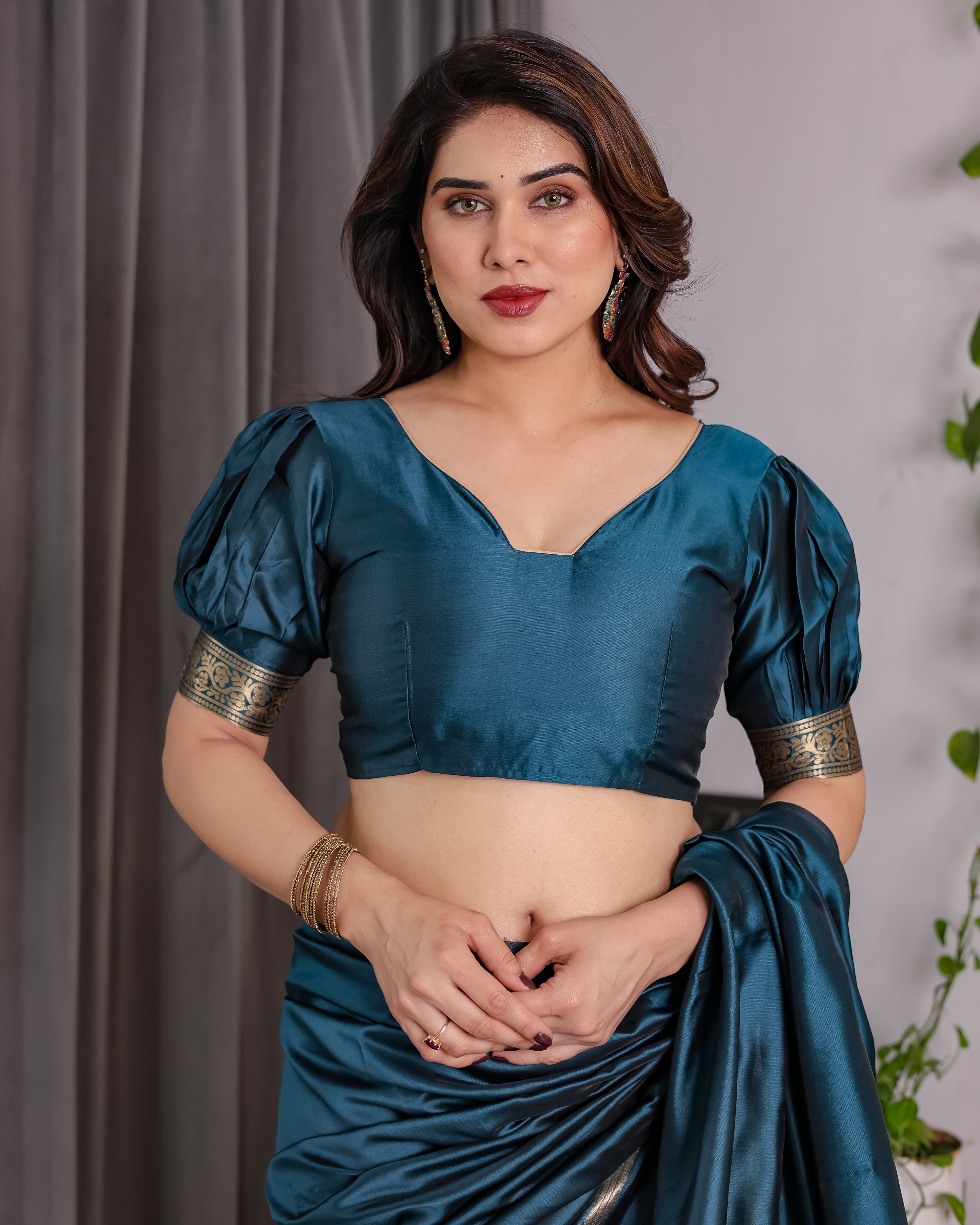 Royal Rama Blue Soft Lichi Silk Zari Saree