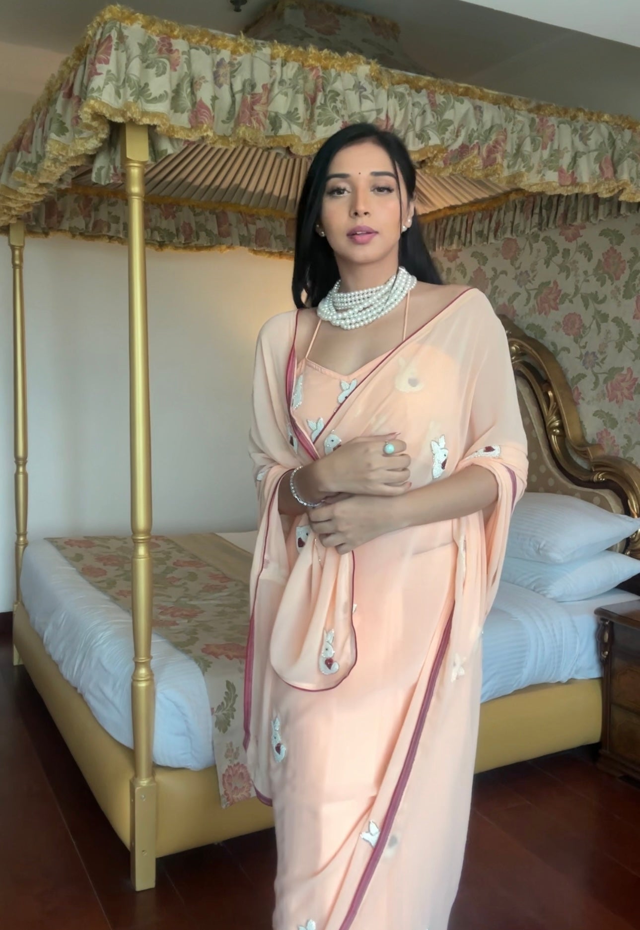 Ruby Rabbit Georgette Silk Saree