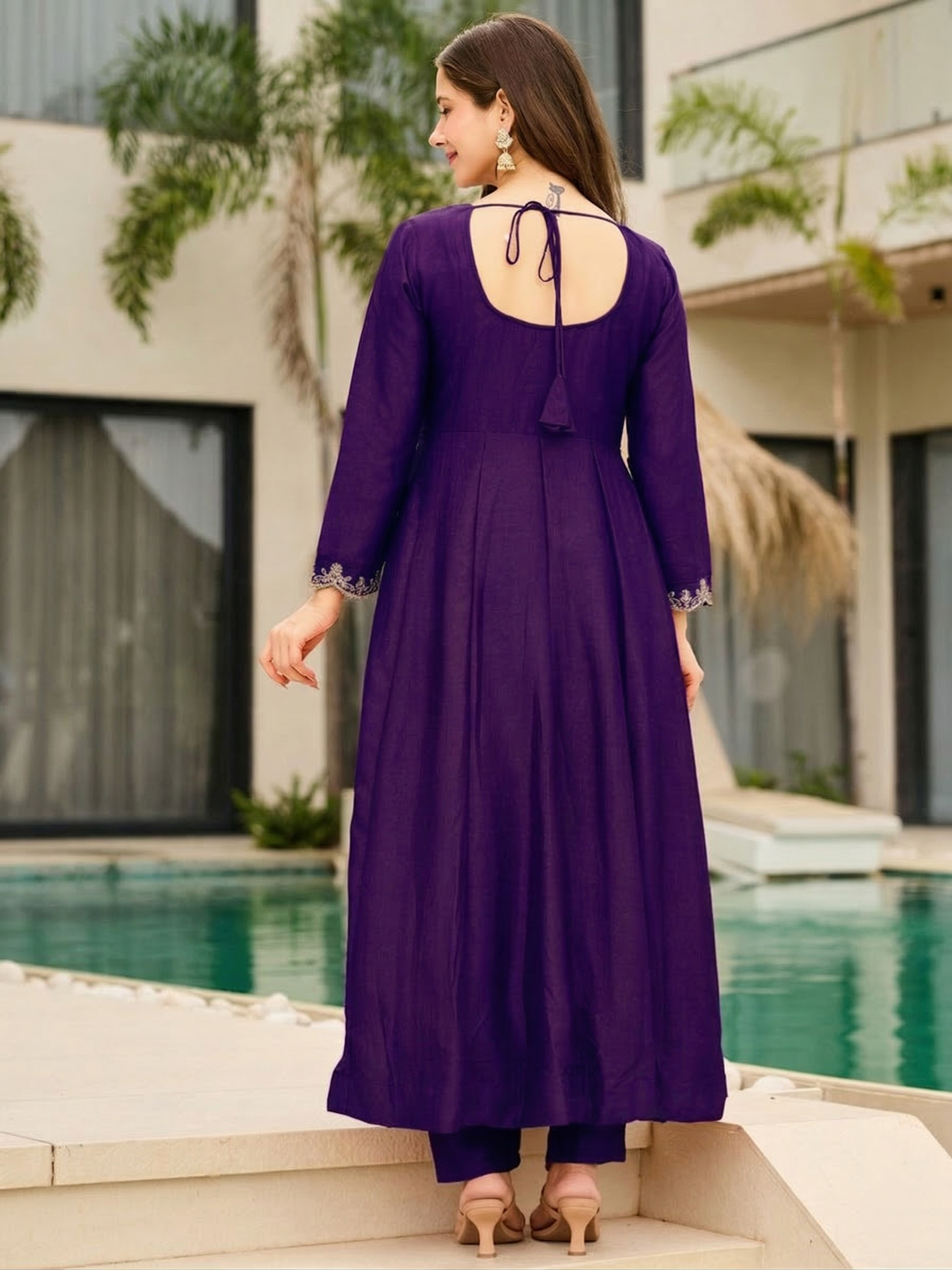 Designer Vichitra Fabric Kurti Set with Dupatta