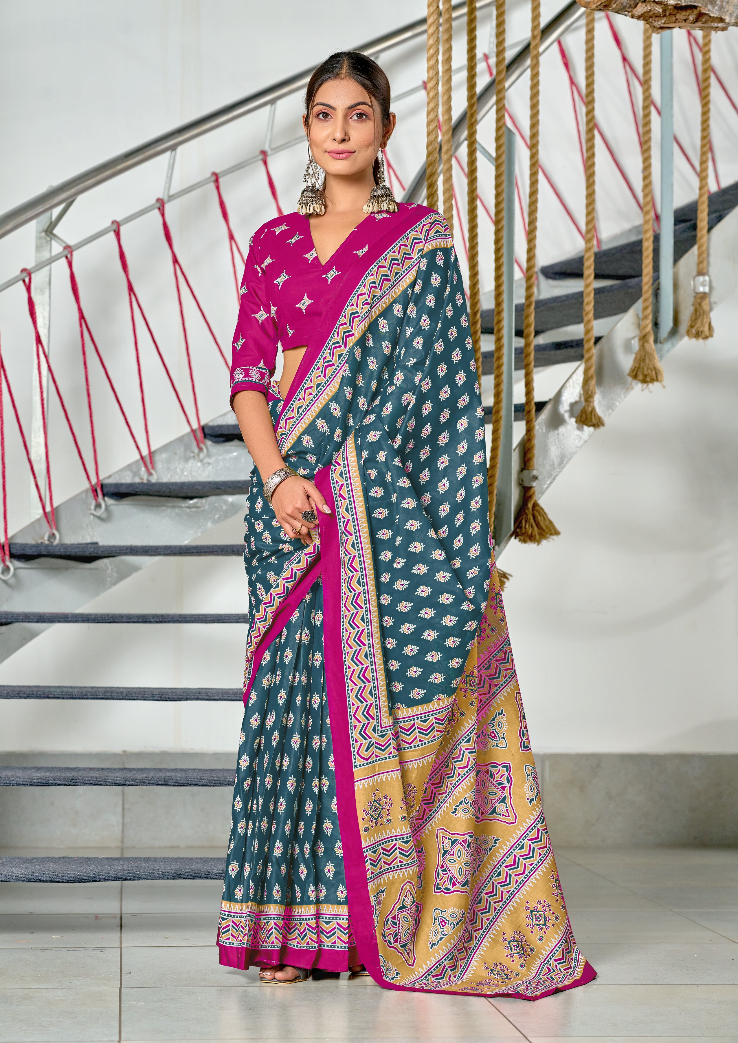 New Demanding Bagru Print Cotton Sarees Lunching