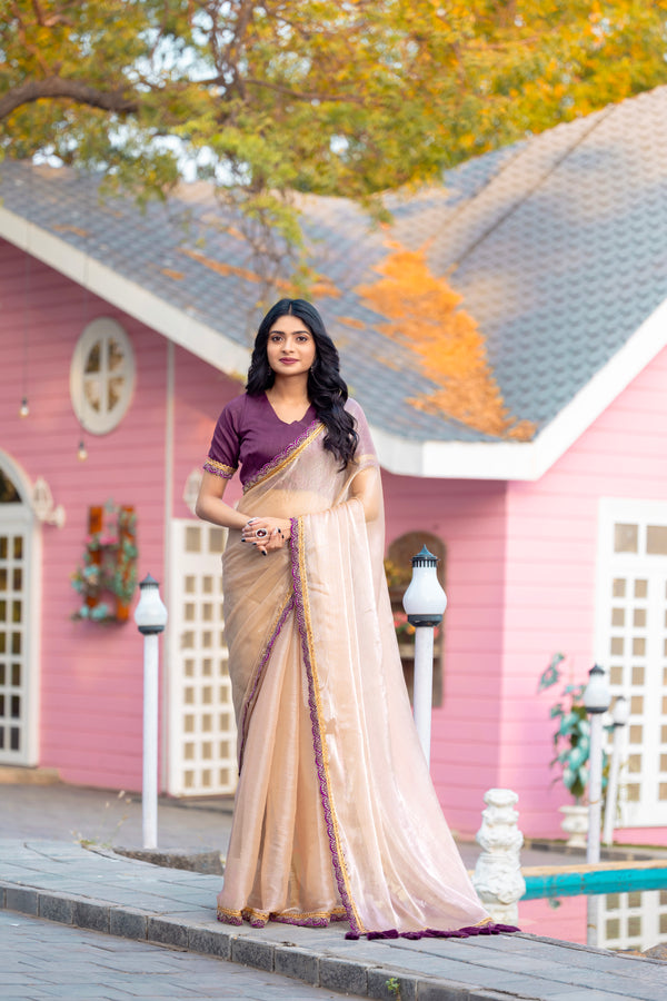 Designer Multi Colour Uppada Tissue Silk Saree with Blouse Piece