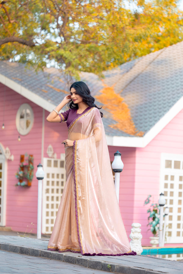 Designer Multi Colour Uppada Tissue Silk Saree with Blouse Piece
