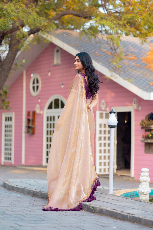 Designer Multi Colour Uppada Tissue Silk Saree with Blouse Piece