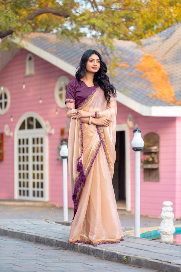 Designer Multi Colour Uppada Tissue Silk Saree with Blouse Piece