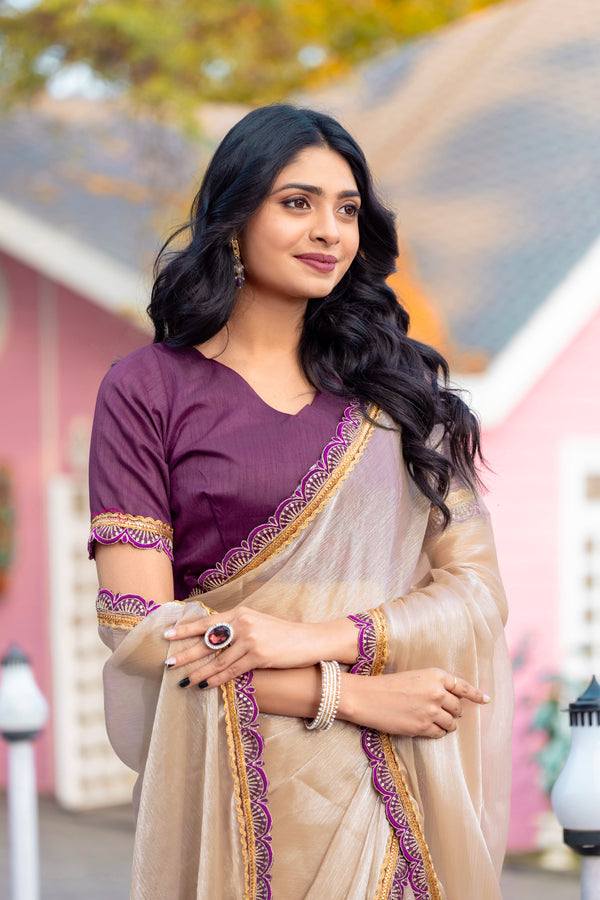 Designer Multi Colour Uppada Tissue Silk Saree with Blouse Piece