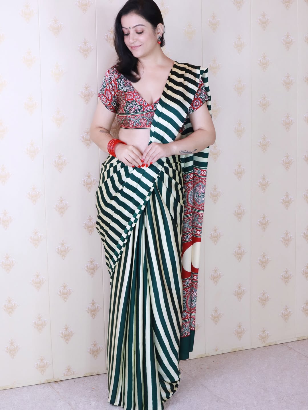 Striped Designer Saree – Modern Elegance with Traditional Touch