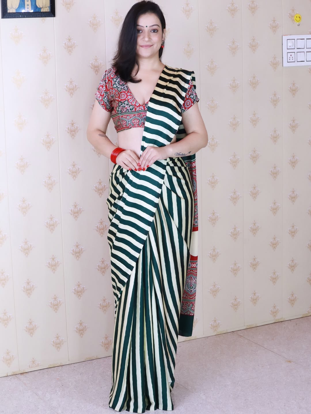 Striped Designer Saree – Modern Elegance with Traditional Touch