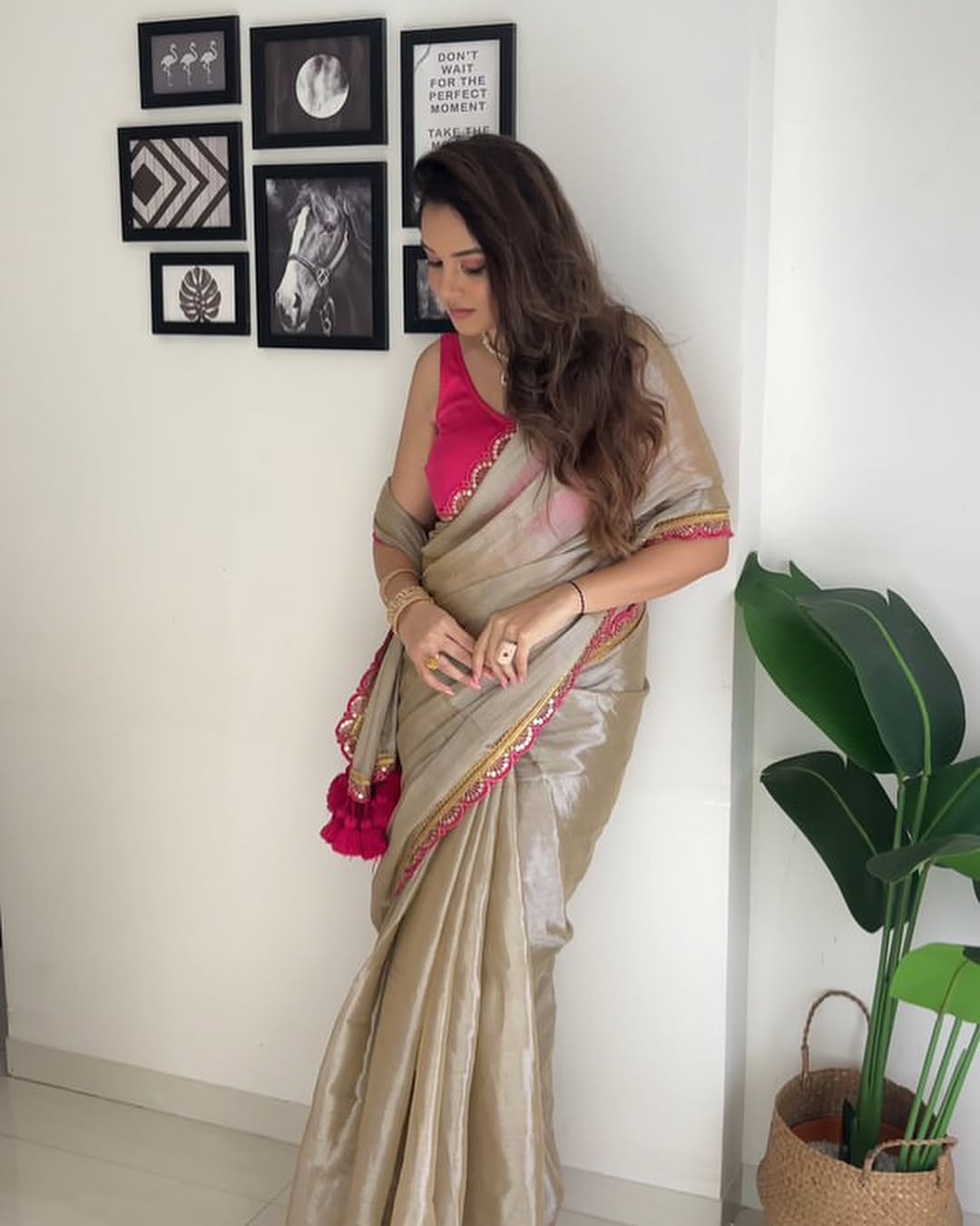 Designer Multi Colour Uppada Tissue Silk Saree with Blouse Piece