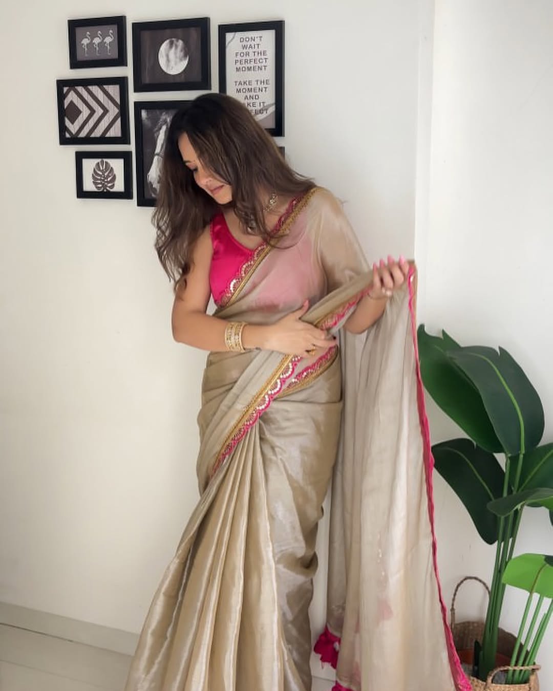 Designer Multi Colour Uppada Tissue Silk Saree with Blouse Piece