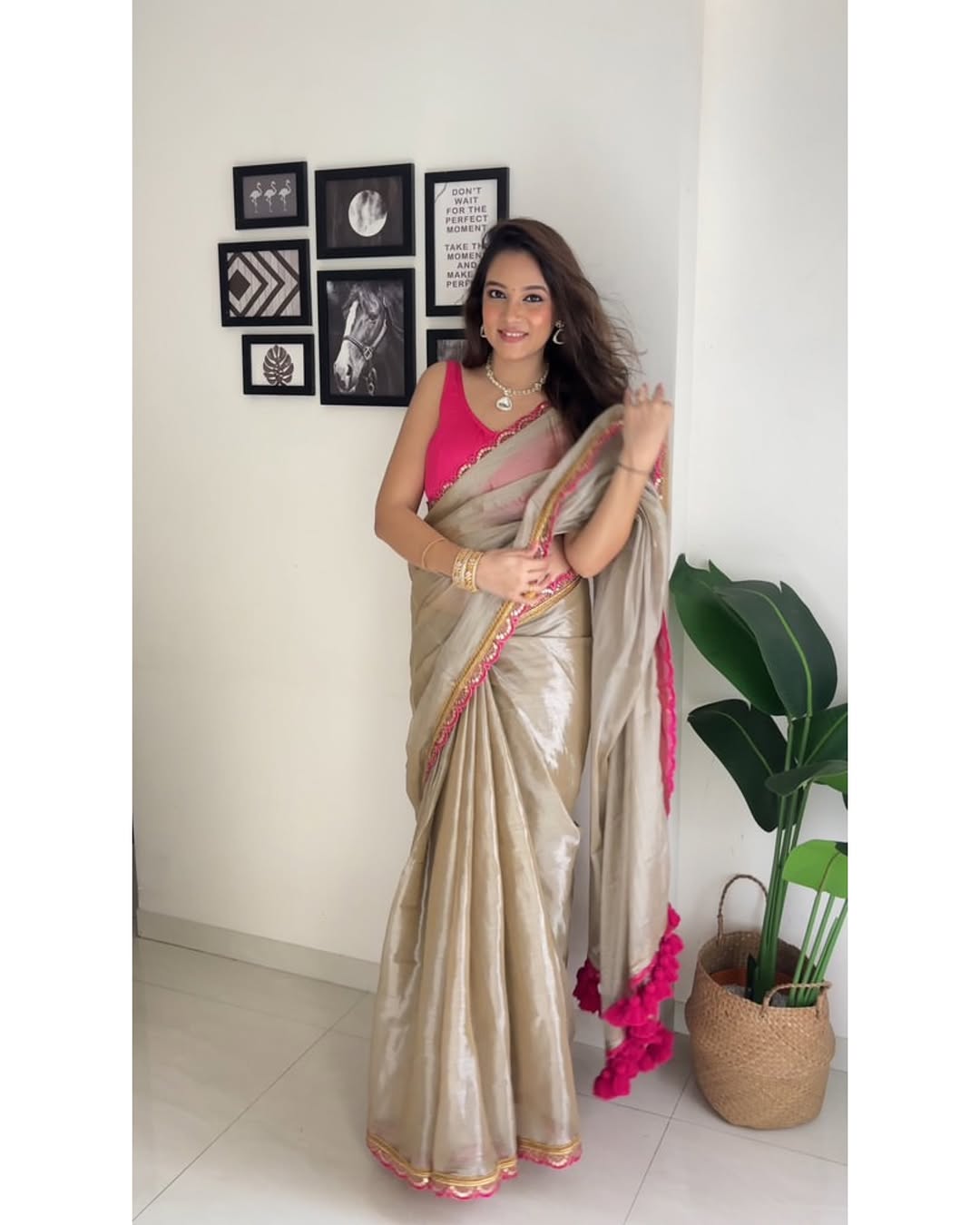 Designer Multi Colour Uppada Tissue Silk Saree with Blouse Piece