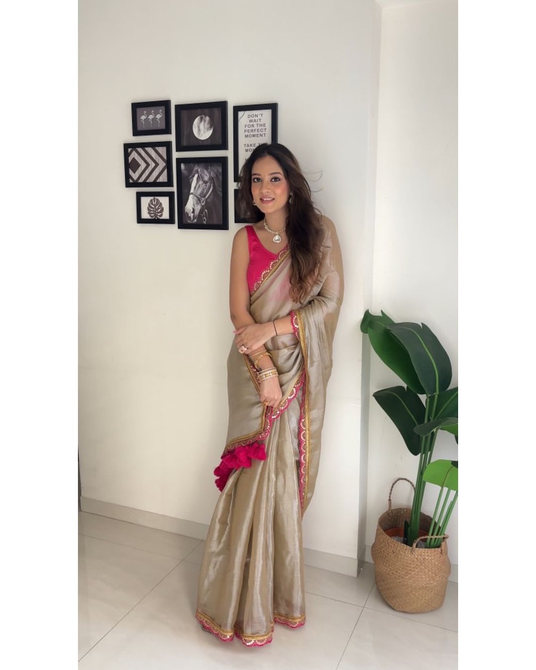 Designer Multi Colour Uppada Tissue Silk Saree with Blouse Piece