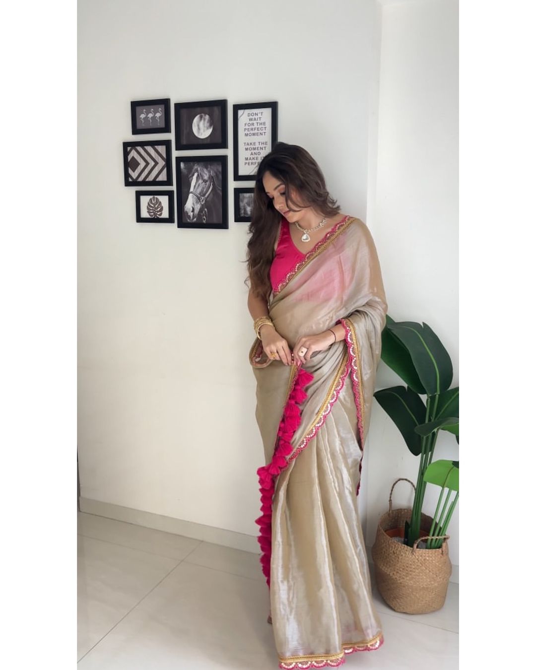 Designer Multi Colour Uppada Tissue Silk Saree with Blouse Piece