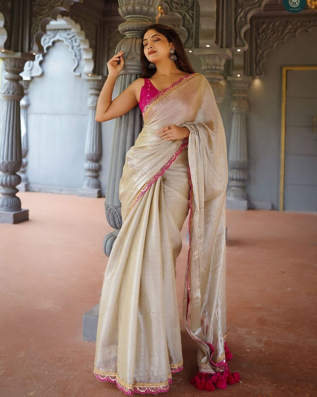 Designer Multi Colour Uppada Tissue Silk Saree with Blouse Piece