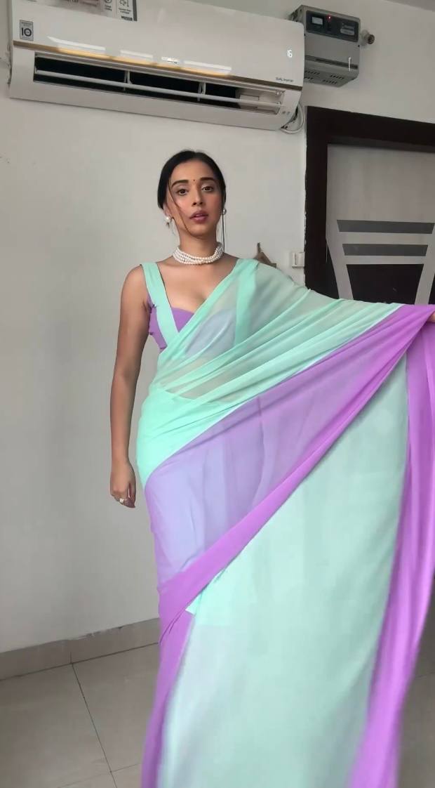 Purple Sky Georgette Silk Saree