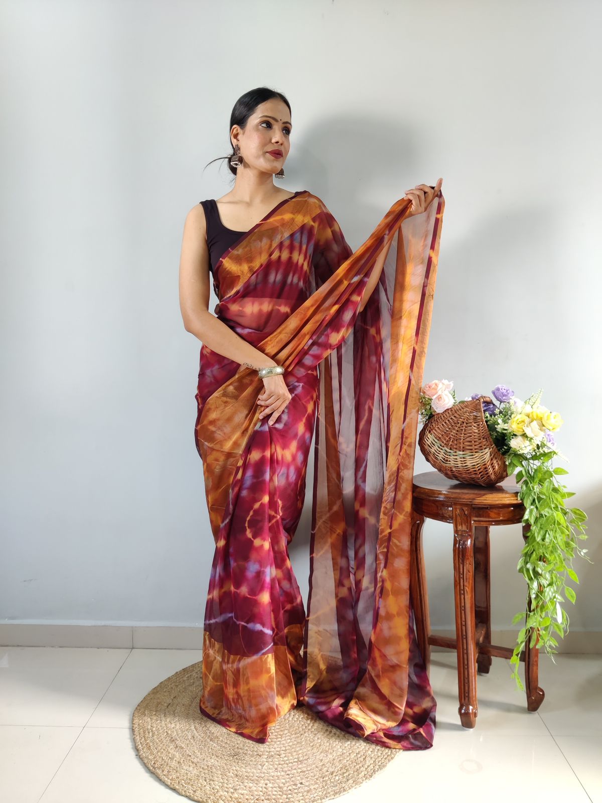Midnight Prism Chiffon Silk Saree