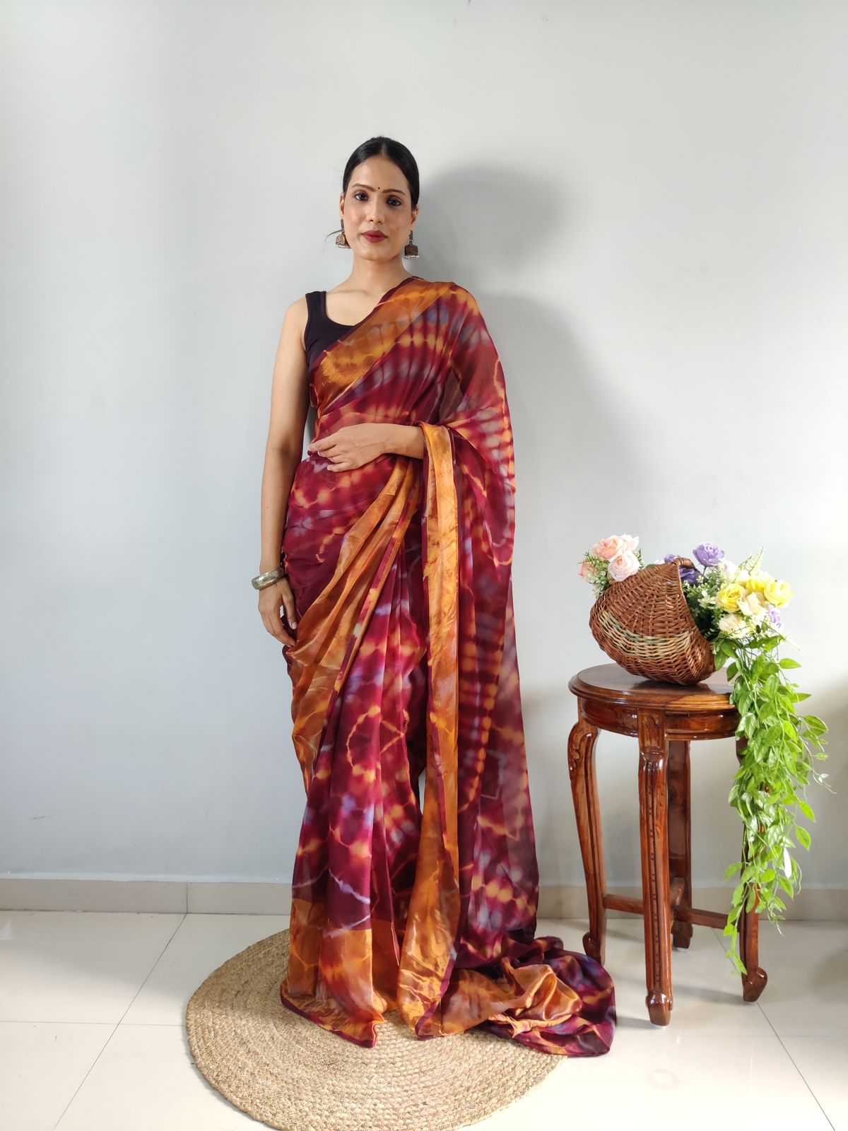 Midnight Prism Chiffon Silk Saree