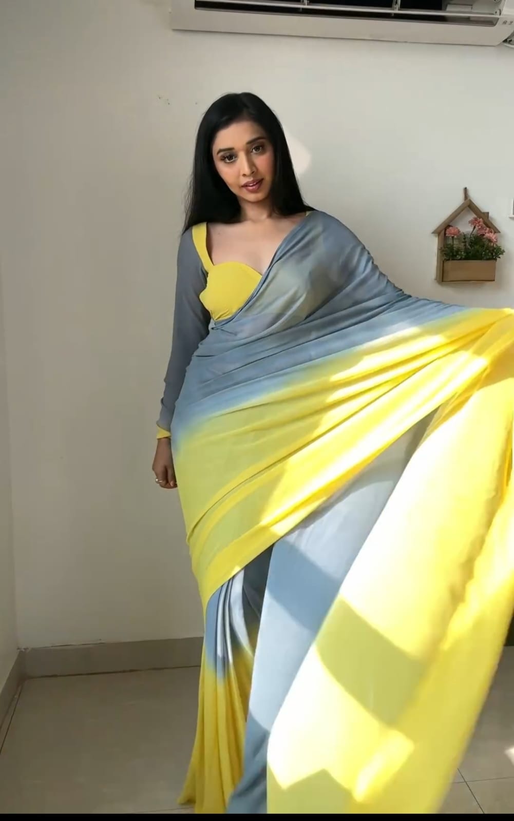 Sunstone Grey Georgette Silk Saree