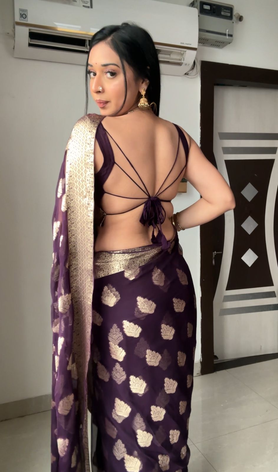 Golden Aura Lichi Silk Saree