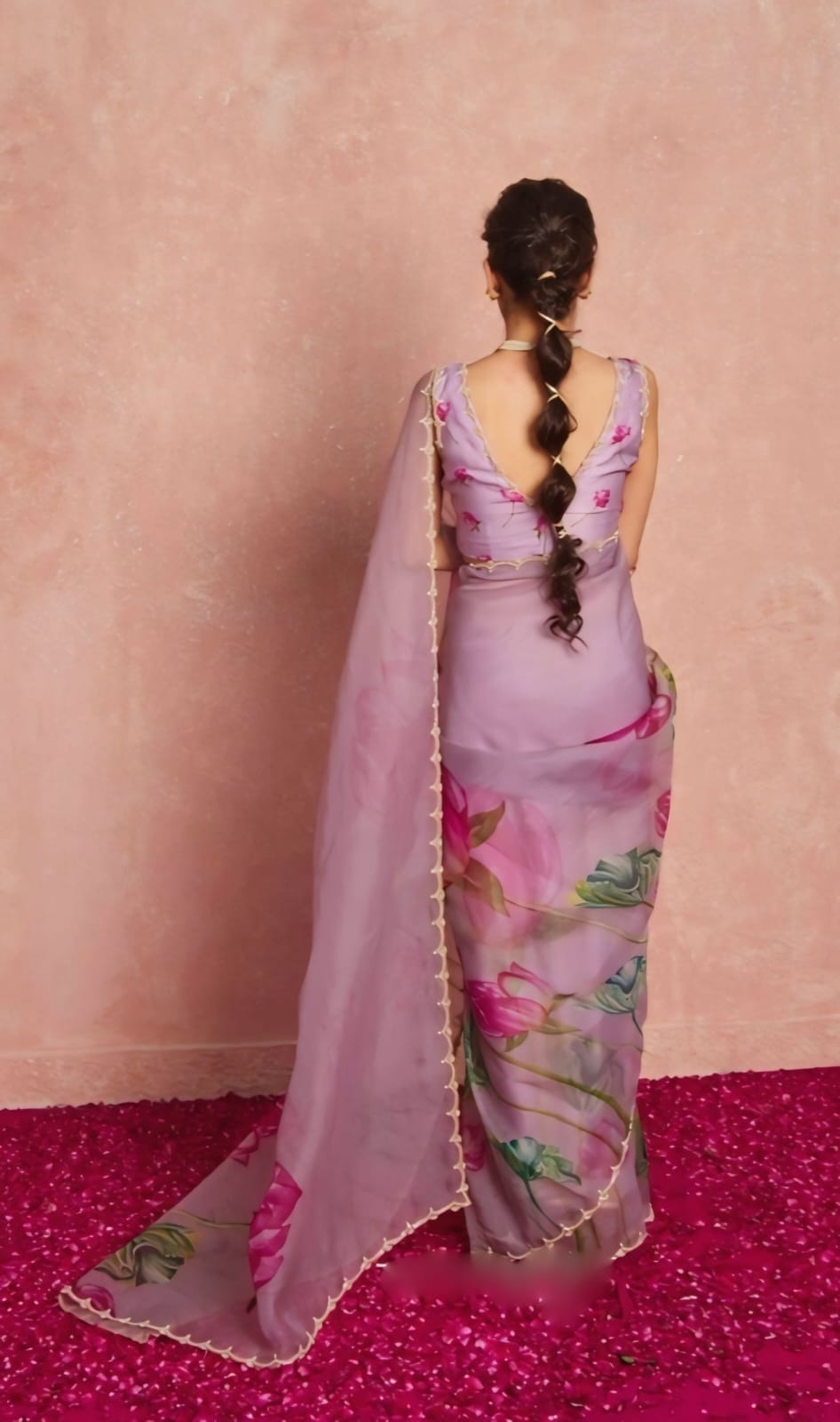 Multicolor Organza Silk Ready-to-Wear Saree with Handwork
