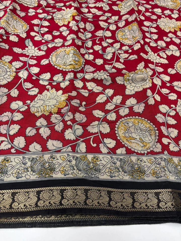 Soft Mul Mul Cotton Silk Kalamkari Saree