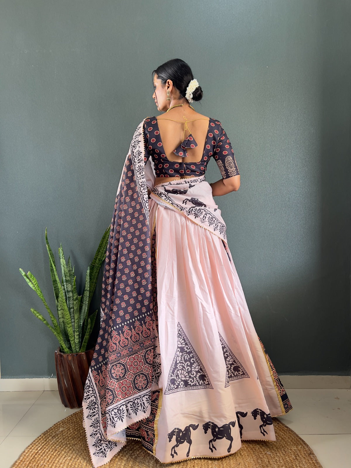 Heritage Inspired Designer Cotton Lehenga with Gota Work