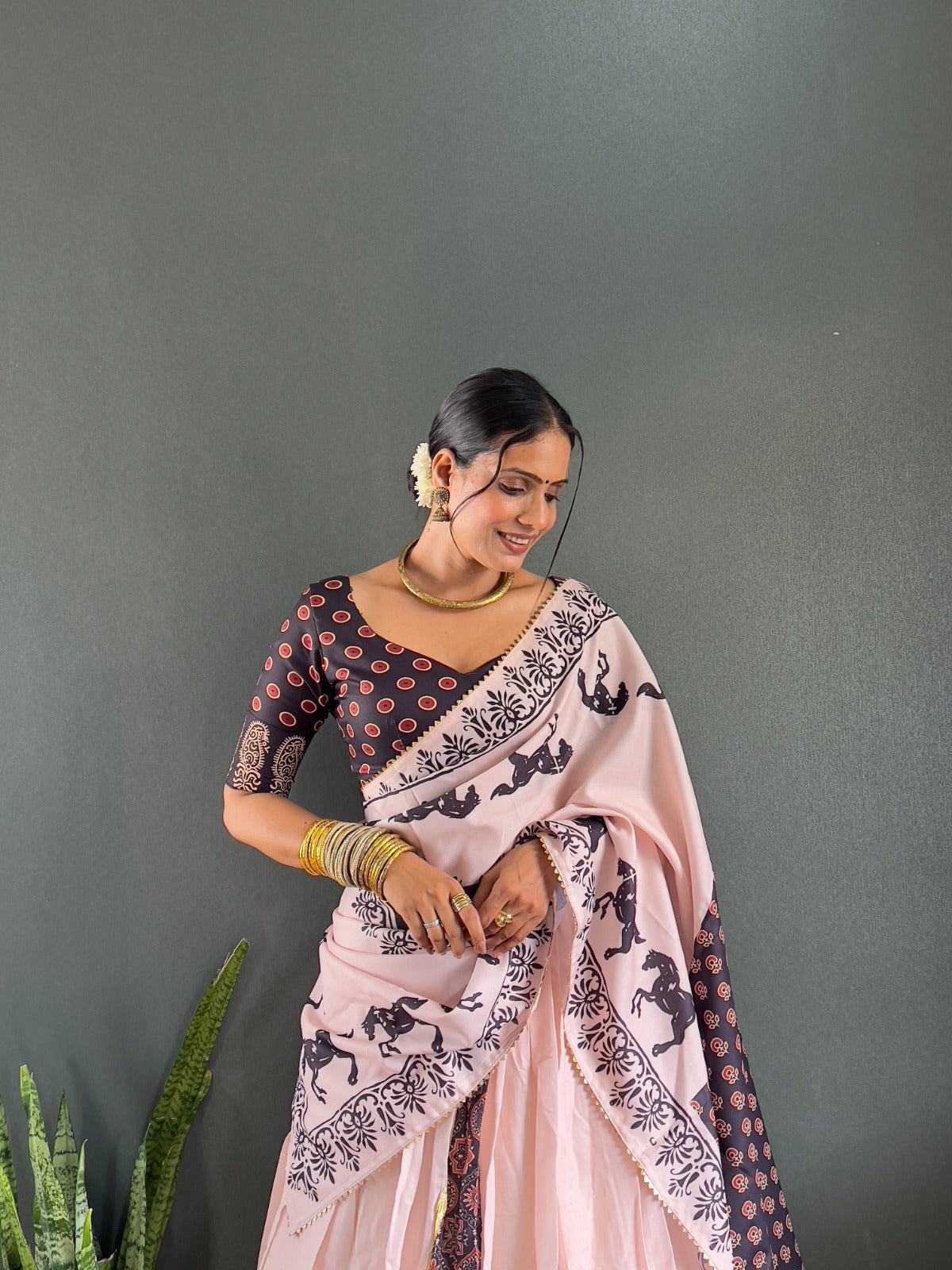 Heritage Inspired Designer Cotton Lehenga with Gota Work