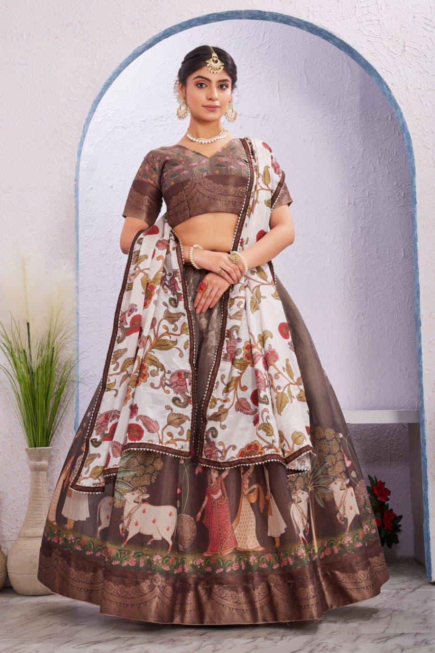 Wedding and Festive Wear Lehenga Choli in Soft Cotton Silk