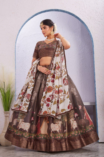 Wedding and Festive Wear Lehenga Choli in Soft Cotton Silk