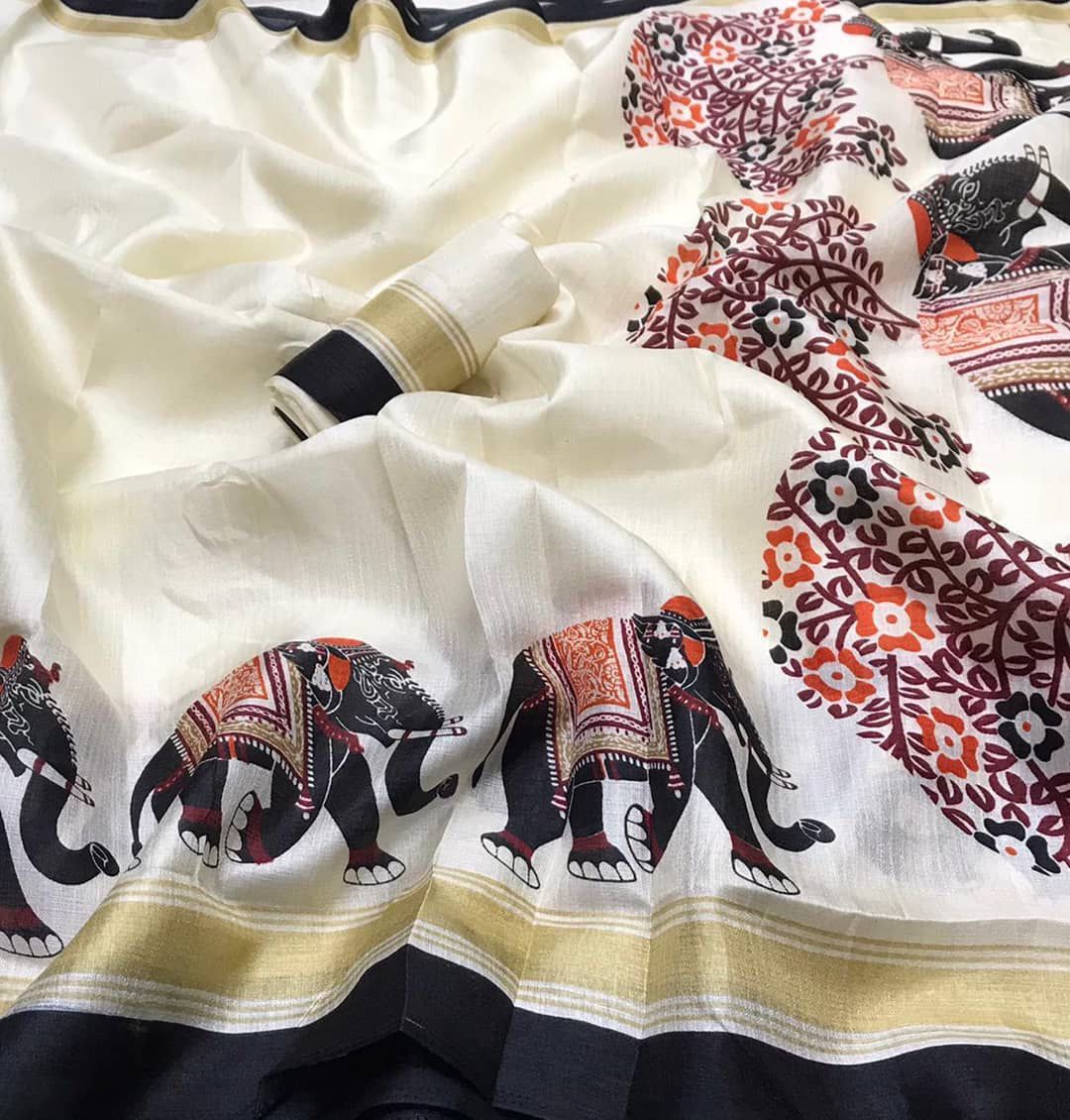 Pure Khadi Silk Ikkat Style Saree