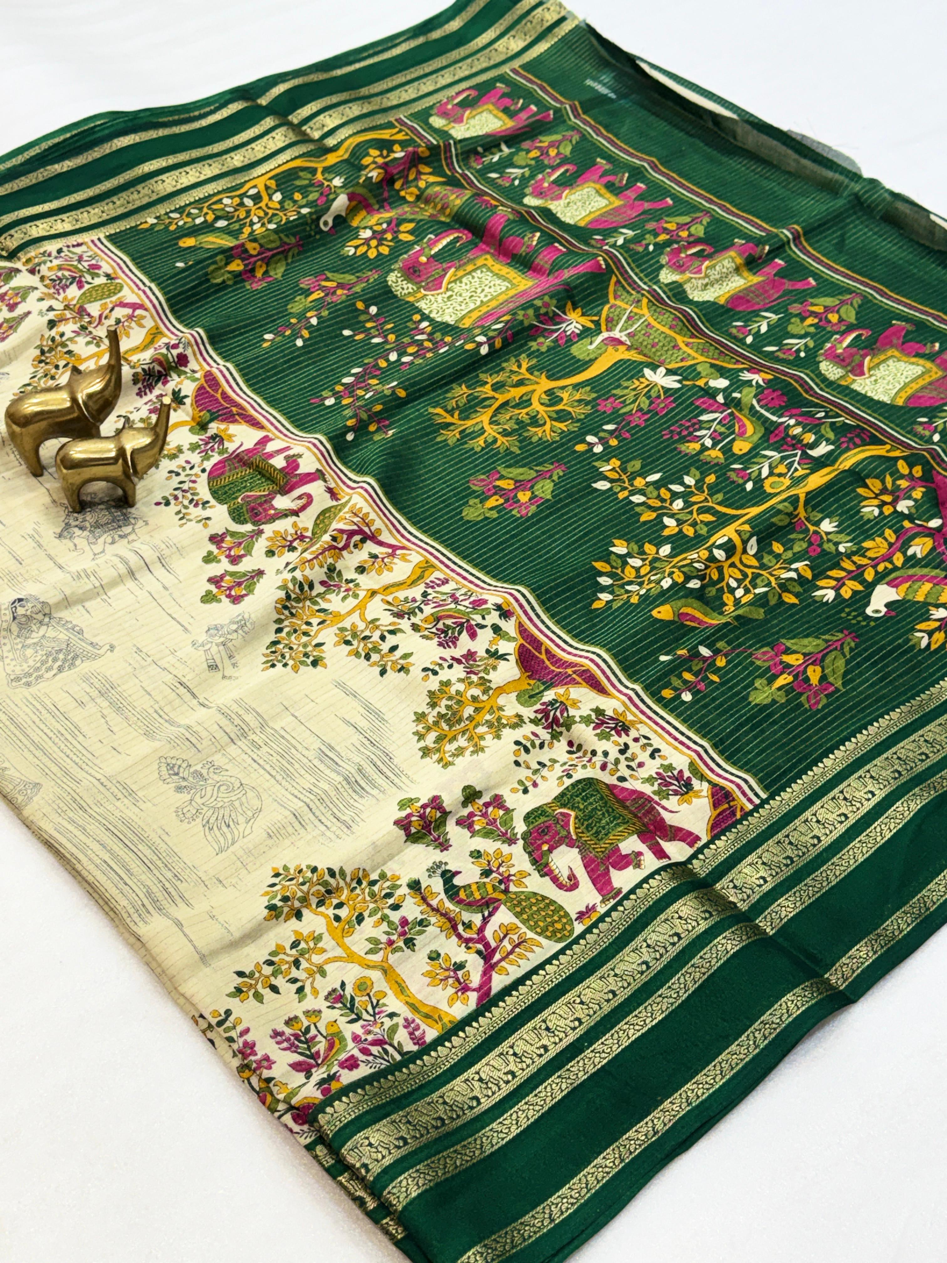 Heritage Royal Look Kalamkari Crape Silk Saree