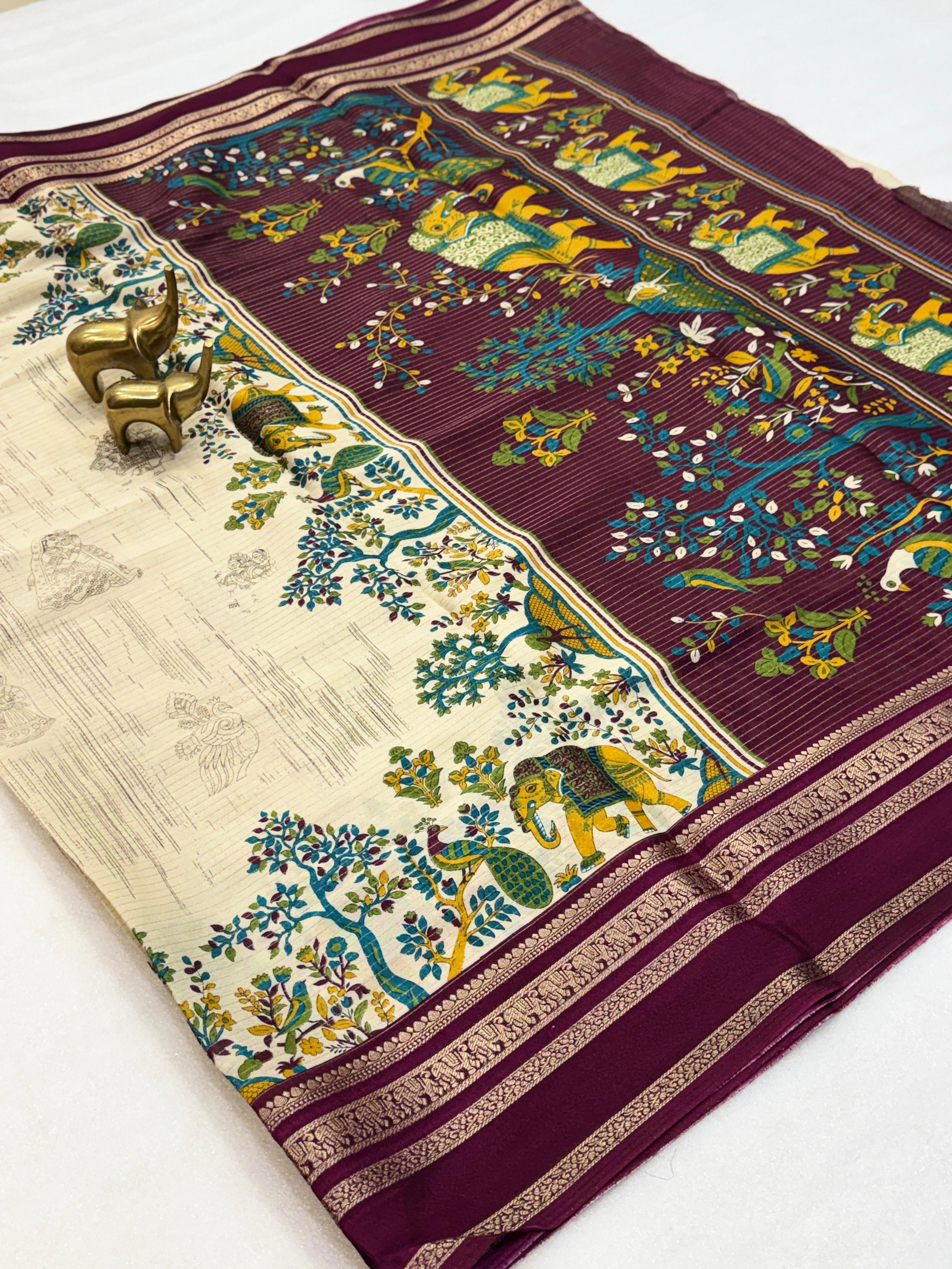 Heritage Royal Look Kalamkari Crape Silk Saree