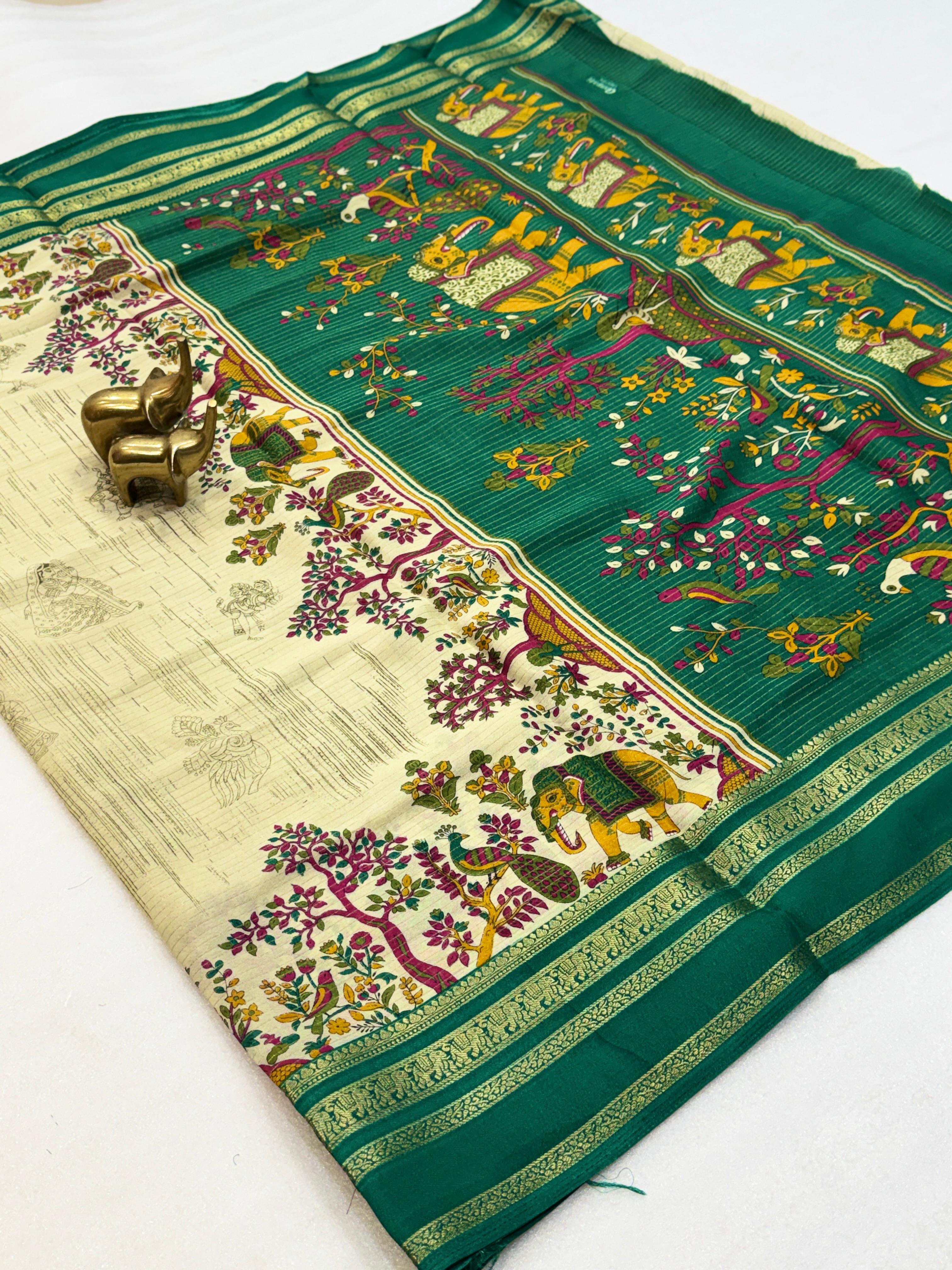 Heritage Royal Look Kalamkari Crape Silk Saree
