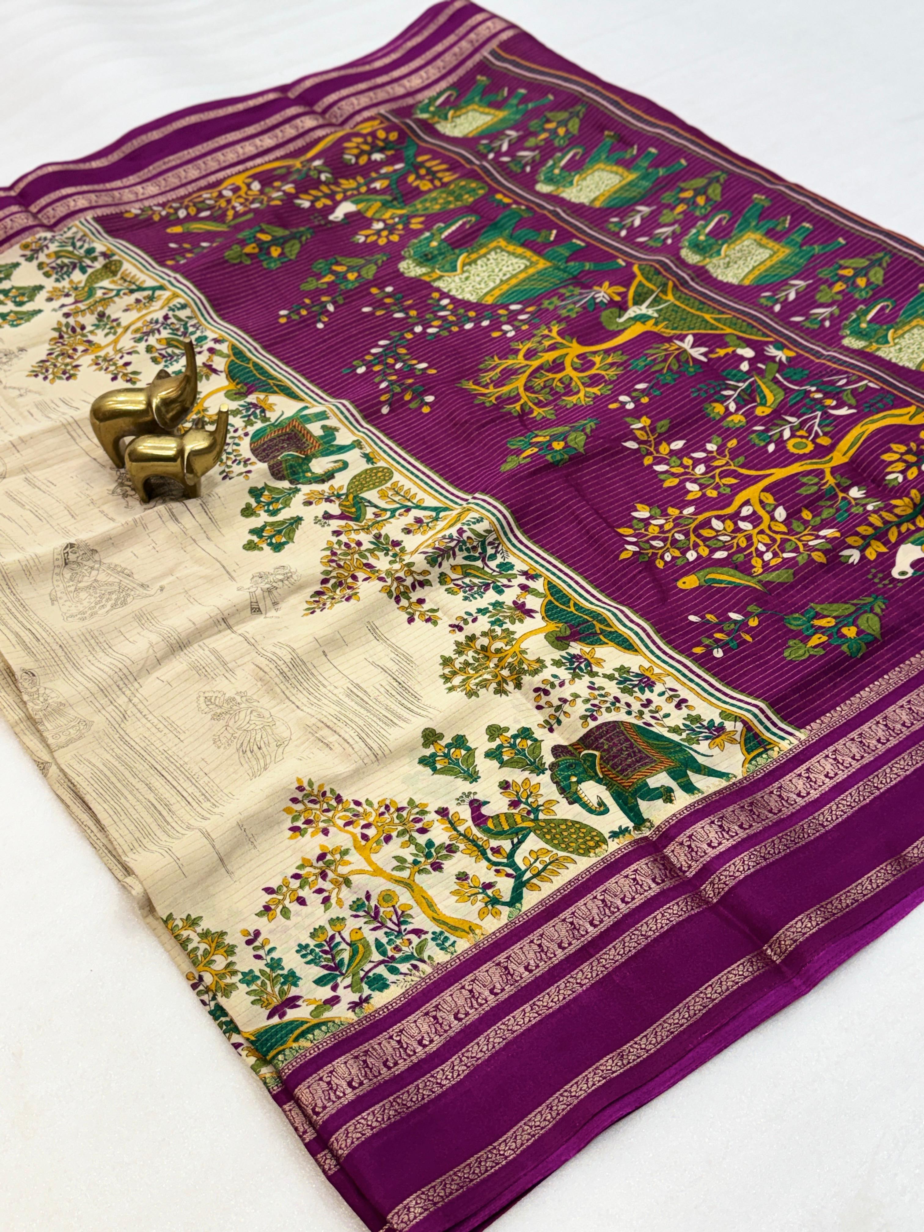 Heritage Royal Look Kalamkari Crape Silk Saree