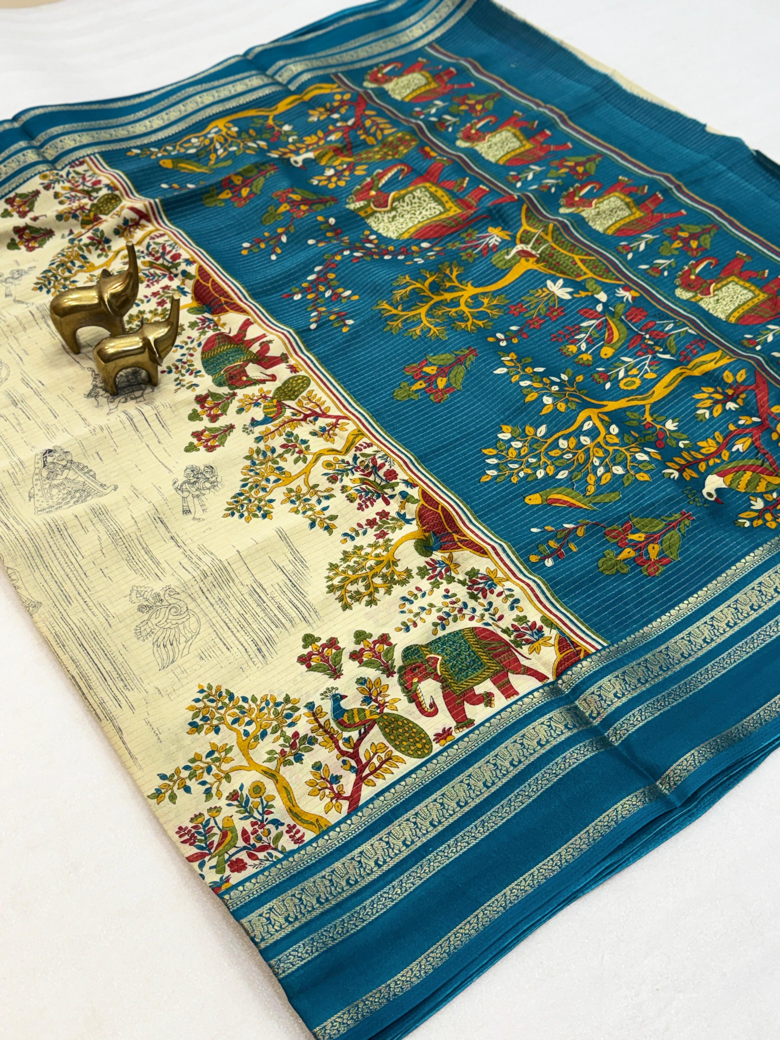 Heritage Royal Look Kalamkari Crape Silk Saree