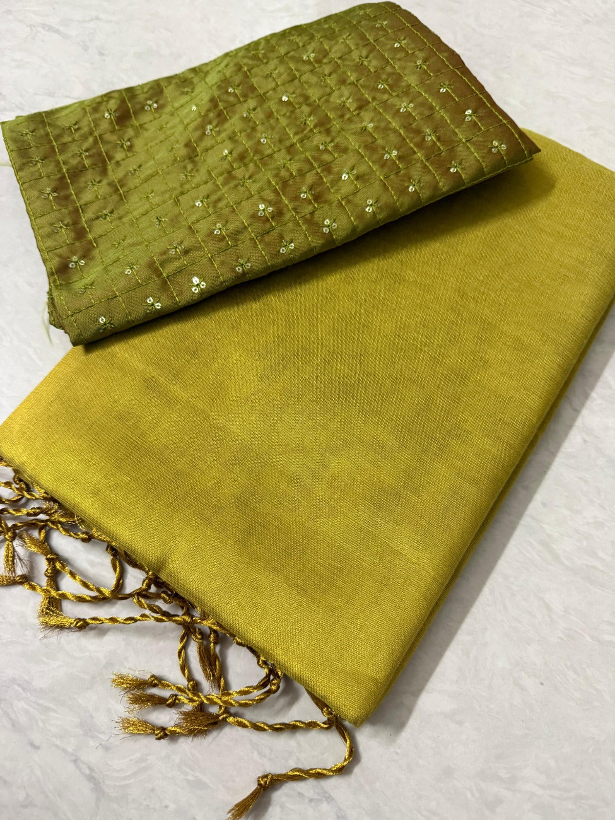 Delicate Bloom Cotton Tissue Silk Saree with Sequence Work Blouse