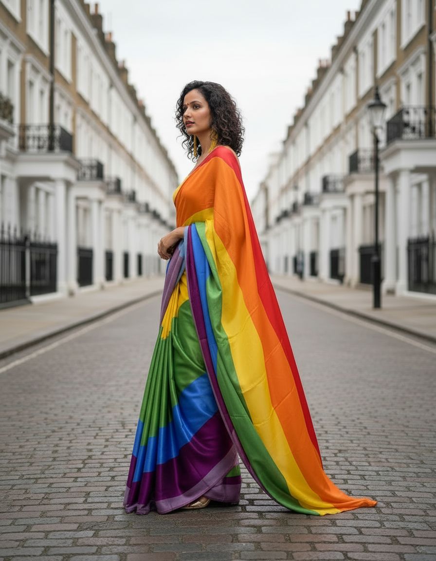 Rainbow Festive Japan Satin Printed Saree with Mono Banglory Blouse  Holi Special Collection