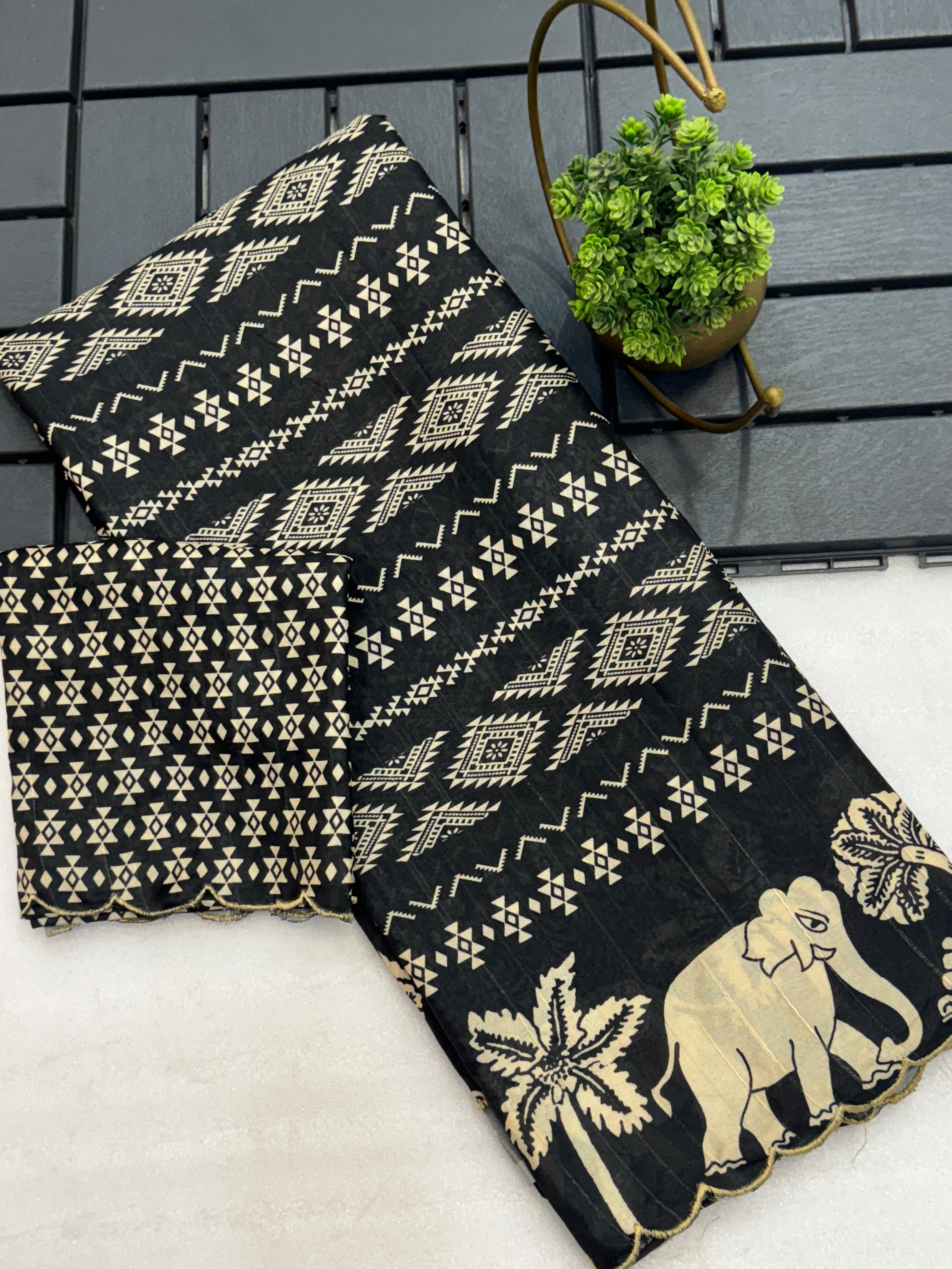 New Arrival Handloom Tussar Silk Kalamkari Saree