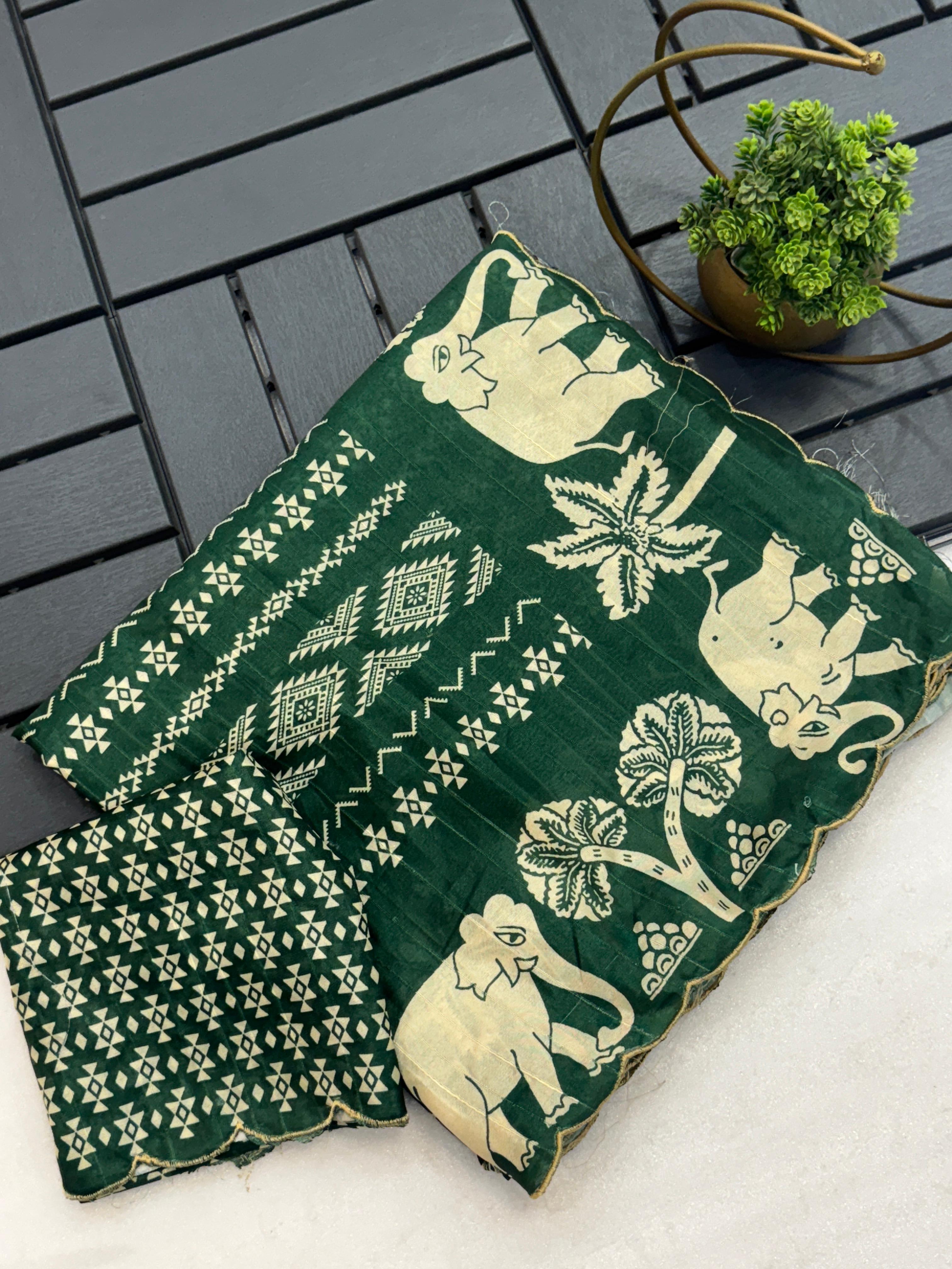 New Arrival Handloom Tussar Silk Kalamkari Saree
